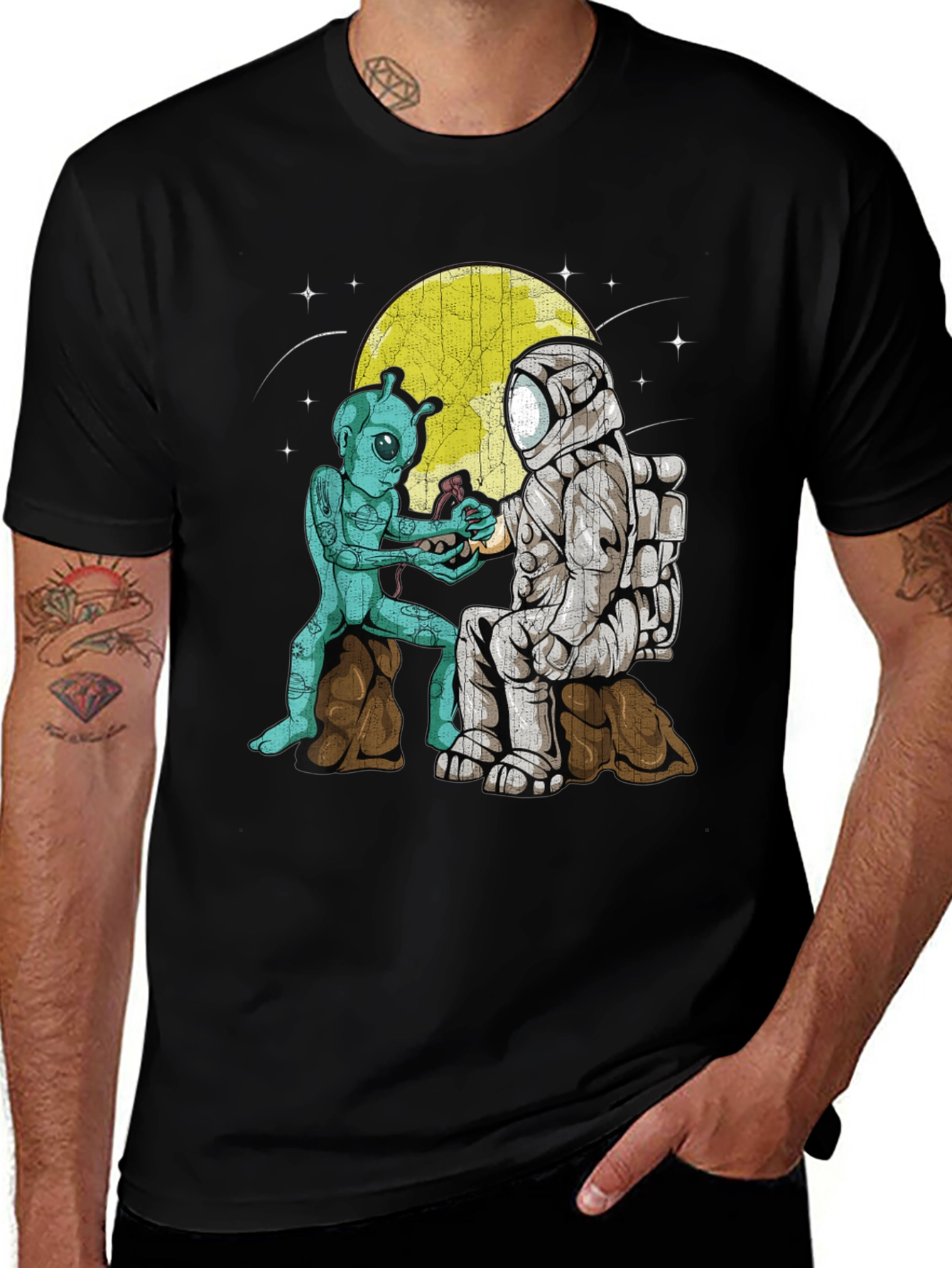 Variant 15 of Alien & Astronaut T-Shirt: Space Buddies Graphic Tee