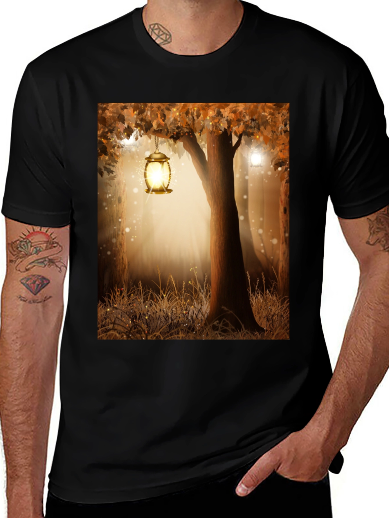 Variant 24 of Enchanted Forest Lantern Black Tee
