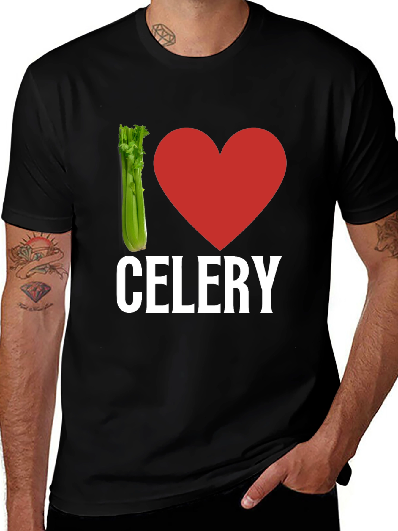 Variant 9 of I Heart Celery T-Shirt - Black