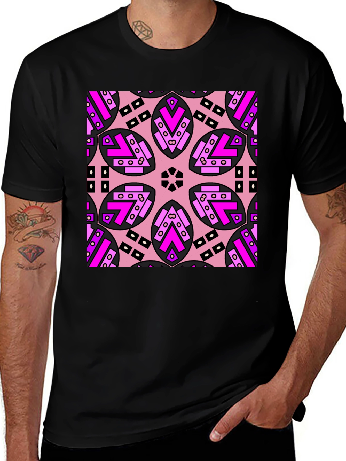 Variant 30 of Geometric Pink Patterned T-Shirt