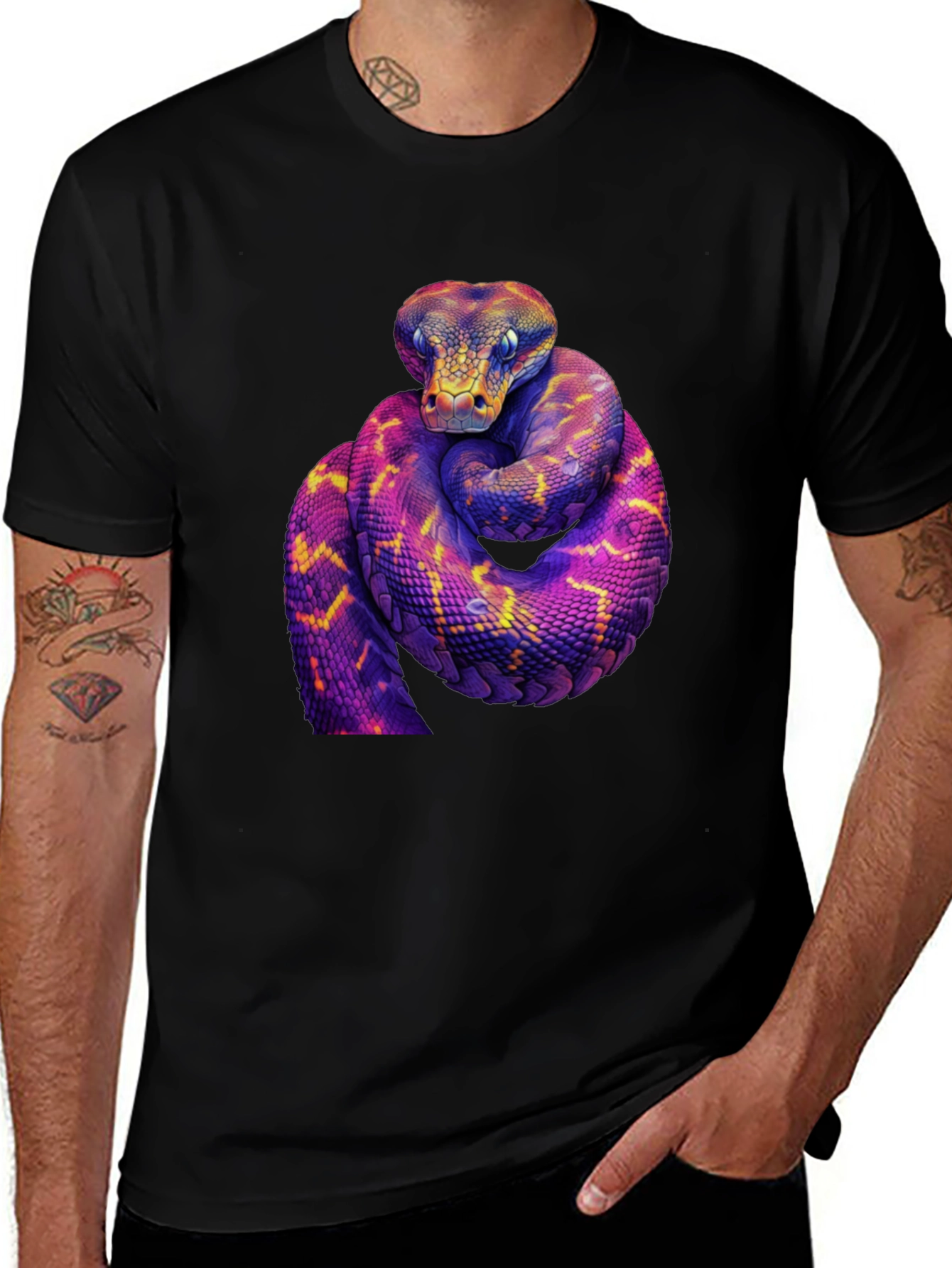 Variant 11 of Vibrant Snake Graphic Tee - Bold Reptile Design