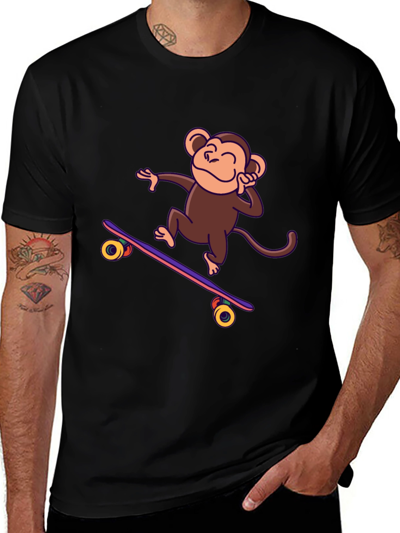 Variant 19 of Skateboarding Monkey Graphic Tee - Fun & Stylish!