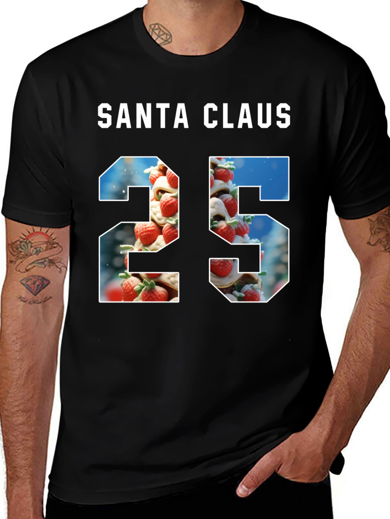 Santa Claus '25' Graphic Tee - Holiday Festive Shirt