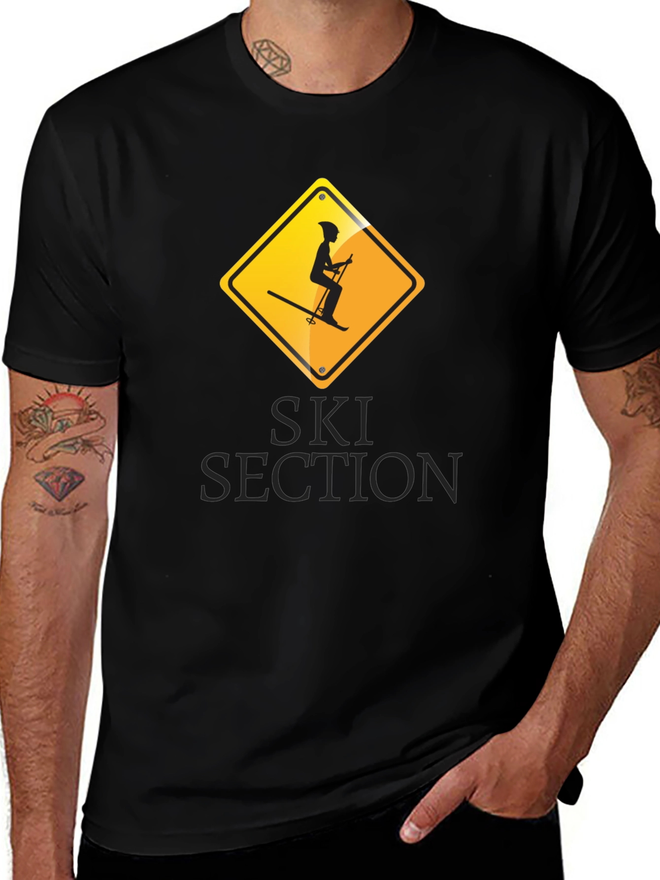 Variant 26 of Ski Section Graphic T-Shirt - Black