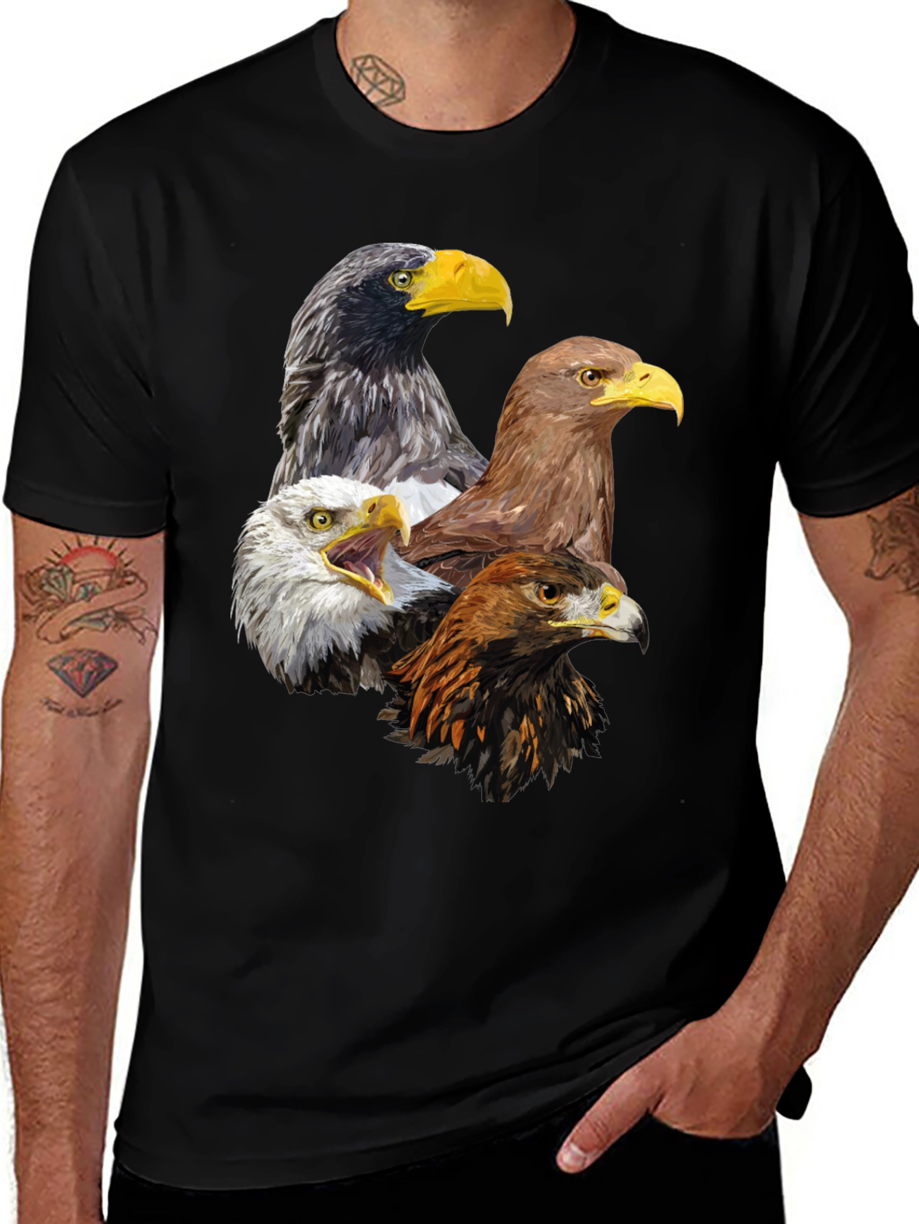 Variant 10 of Eagle Heads Graphic Print T-Shirt