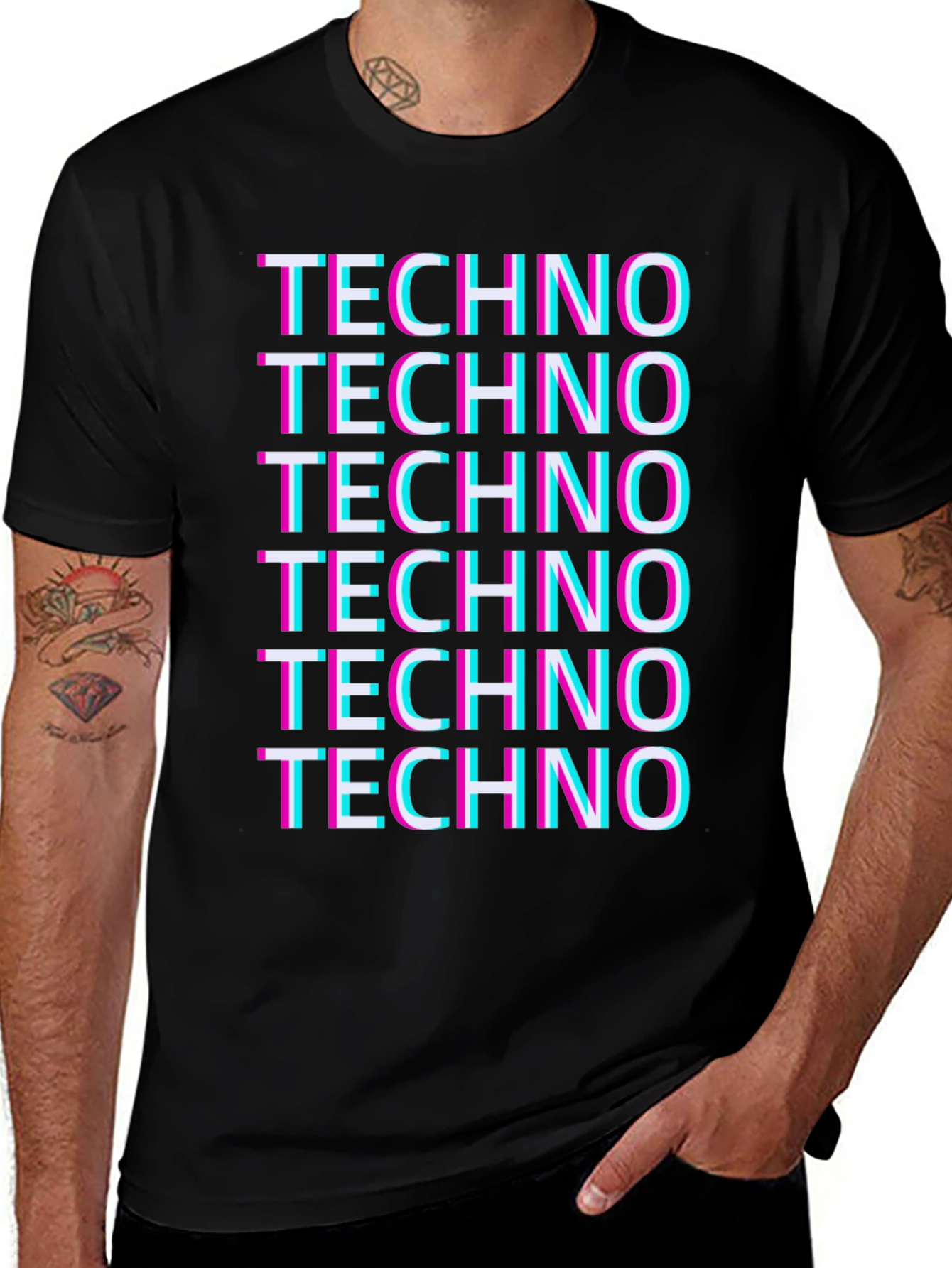 Techno Glitch Graphic T-Shirt - Unique Design