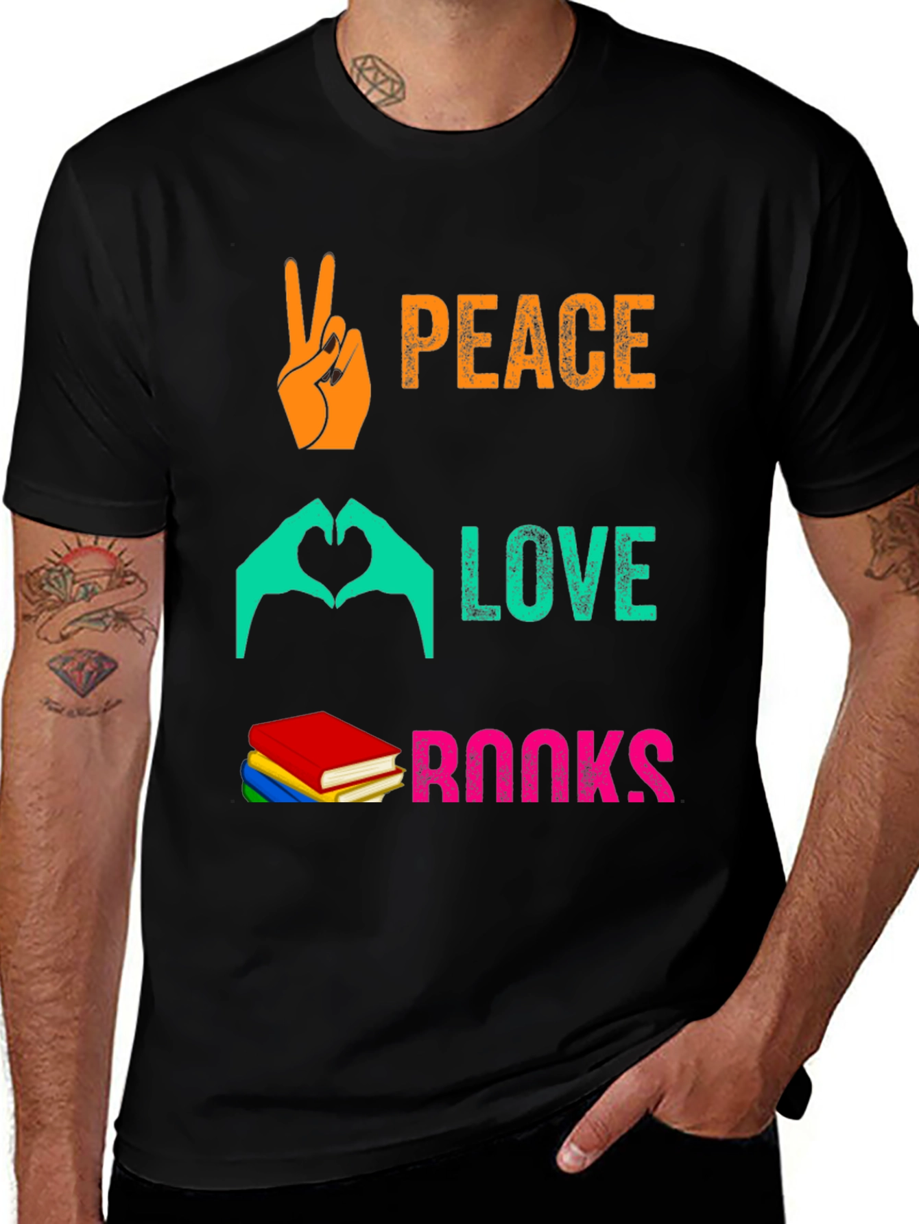 Variant 5 of Peace Love Books Graphic T-Shirt