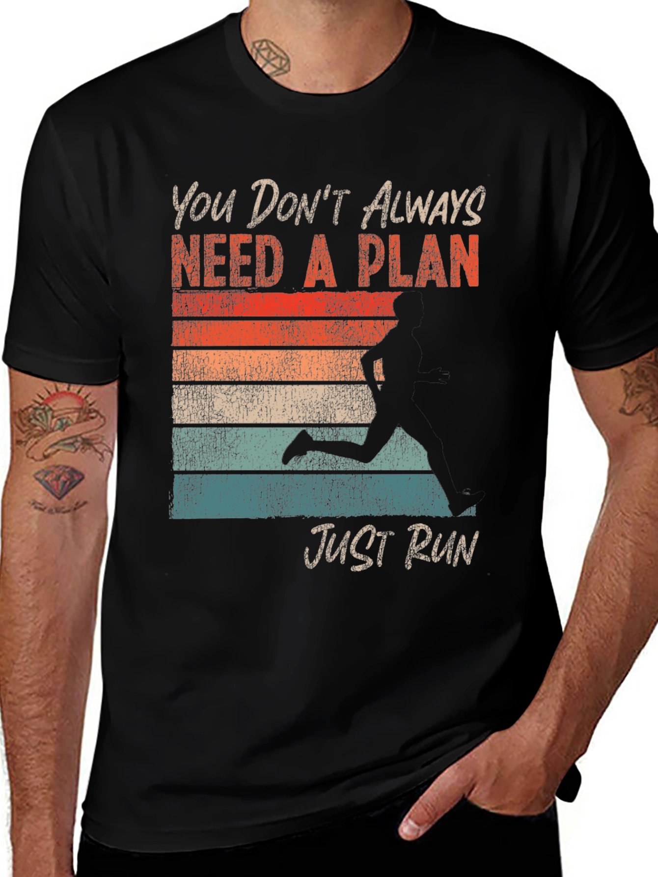Variant 25 of Retro Runner T-Shirt - You Don't Always Need A Plan, Just Run