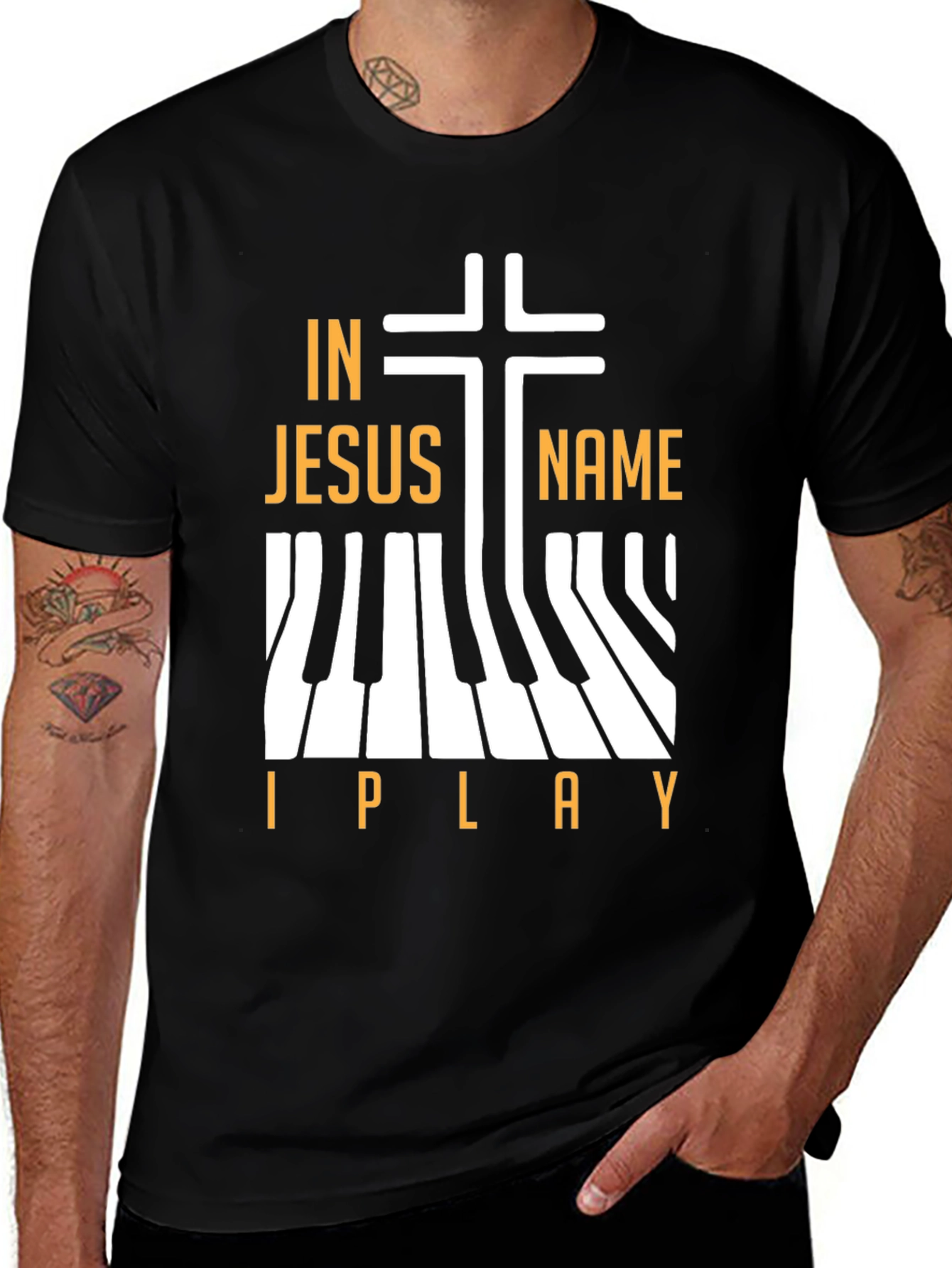 In Jesus Name I Play Piano Christian T-Shirt