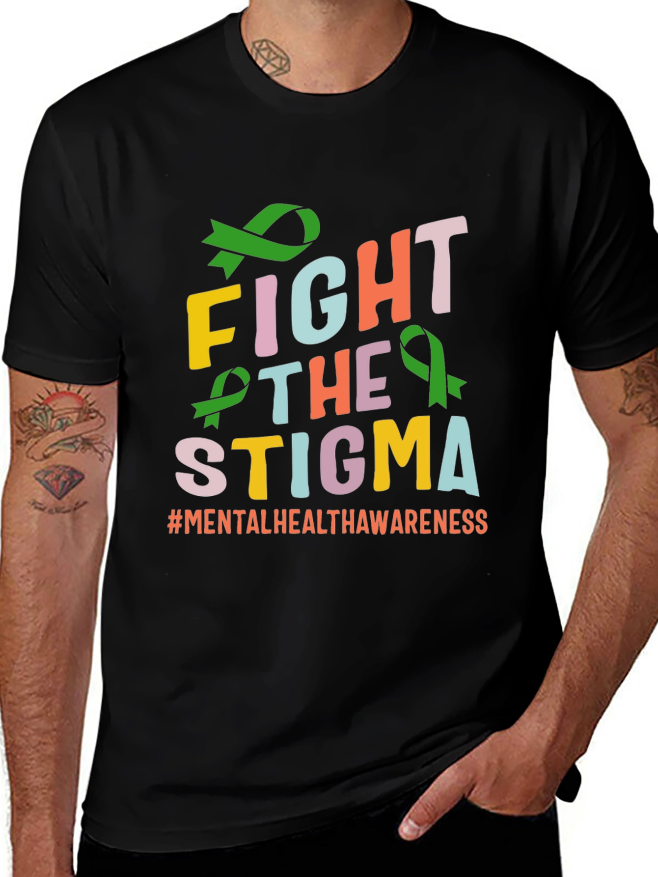 Black Fight The Stigma T-Shirt Mental Health Awareness main image