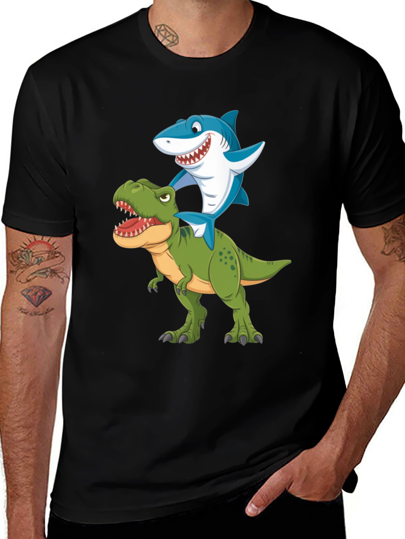 Variant 15 of Shark Riding Dinosaur Graphic T-Shirt