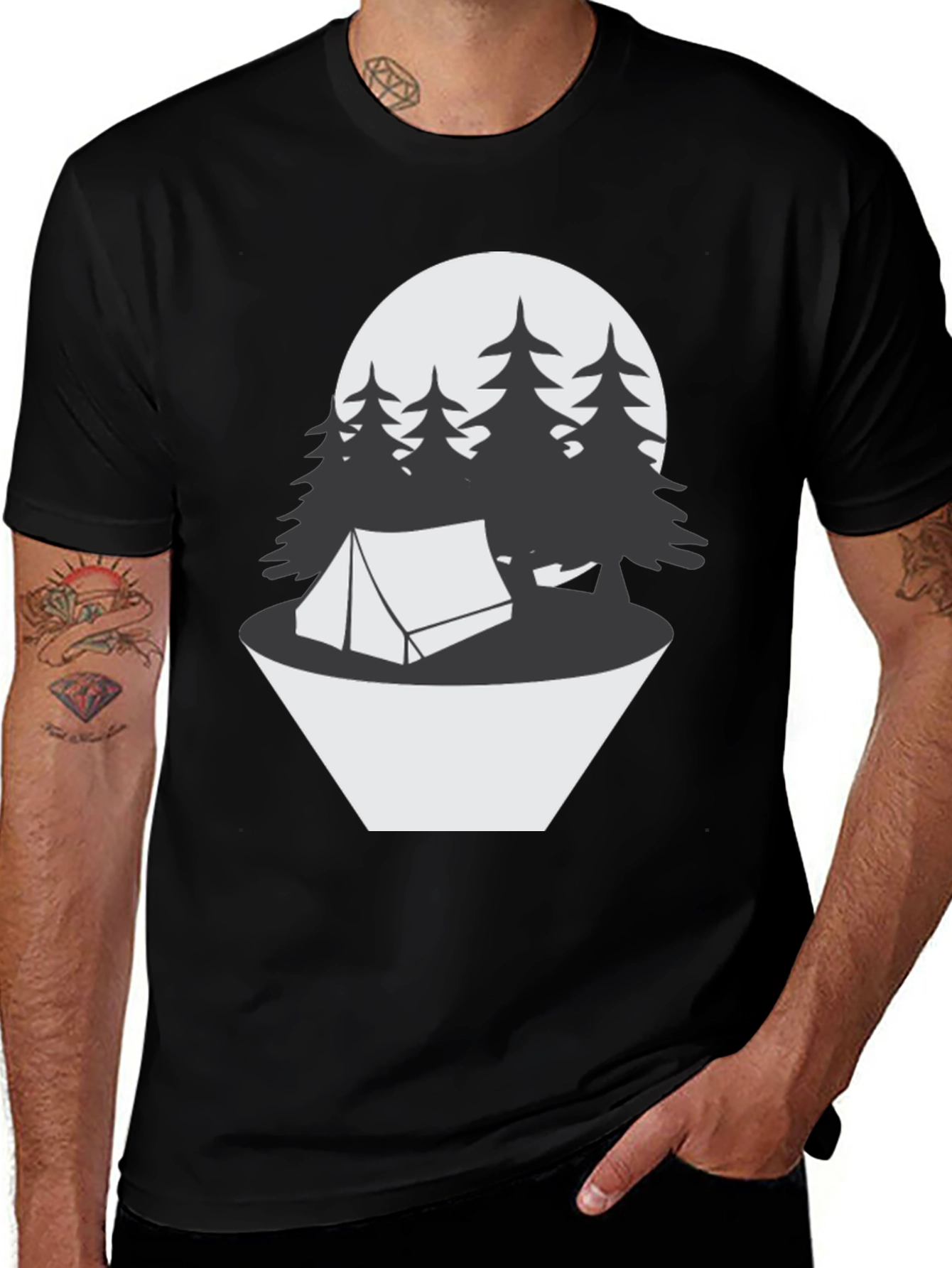 Camping Scene Graphic Tee - Nature Lover Shirt