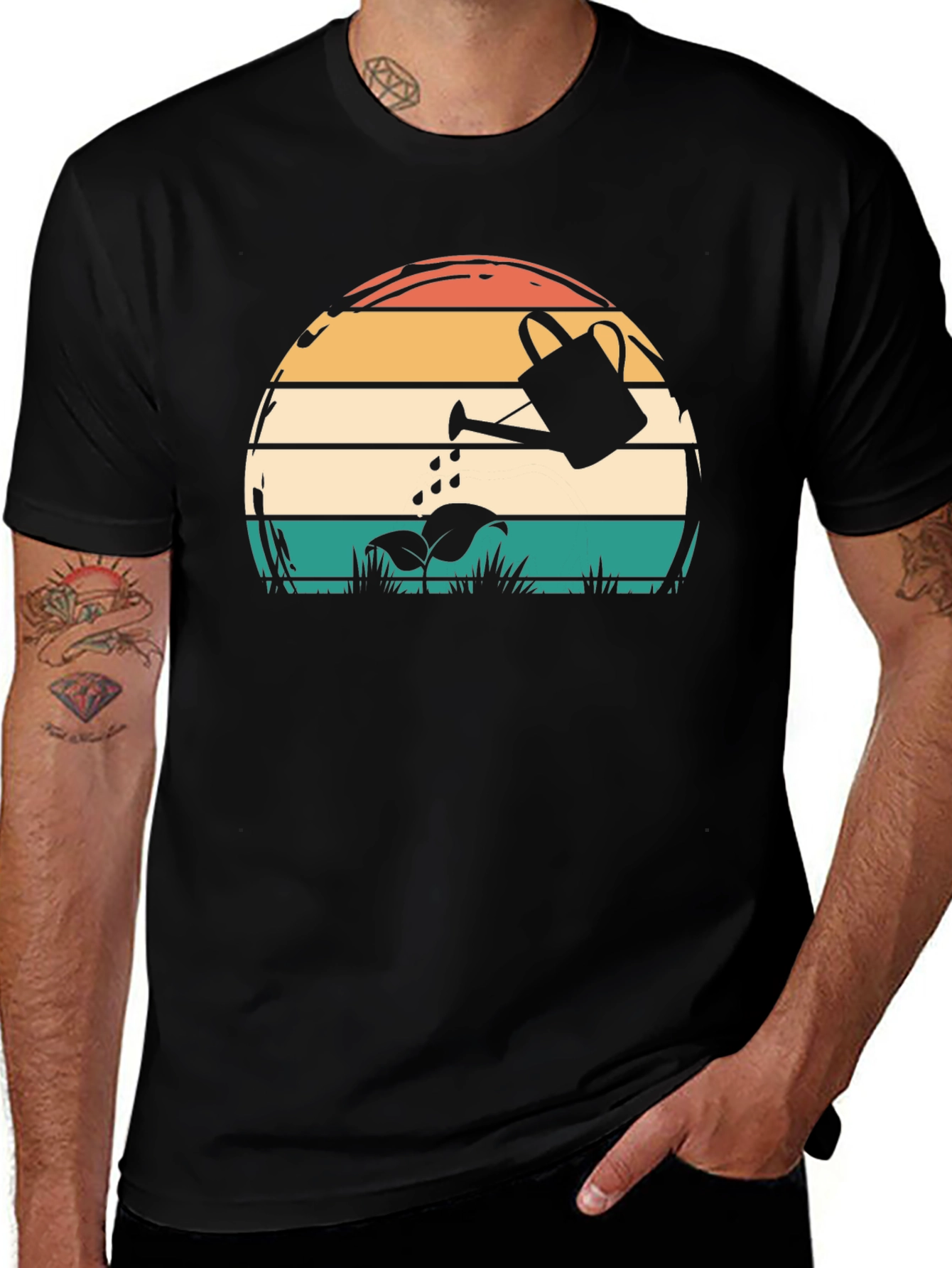 Variant 29 of Retro Sunset Watering Can Graphic Tee