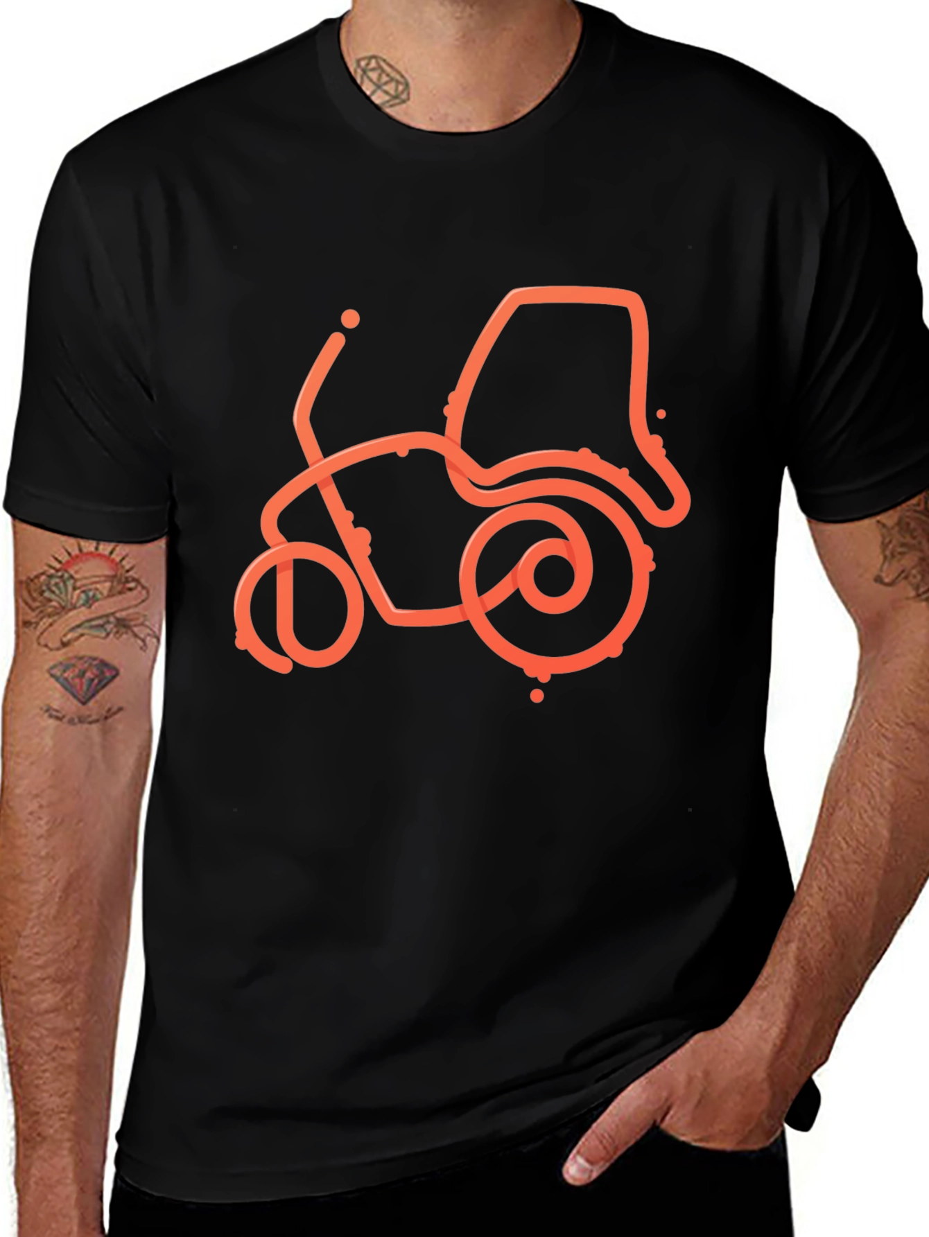 Variant 5 of Motorcycle Outline Graphic Tee - Black