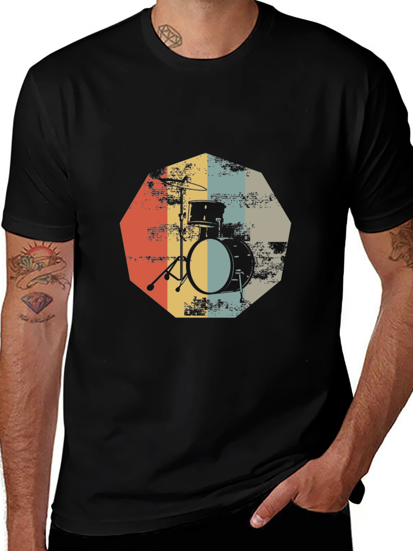 Variant 19 of Retro Drum Set Graphic Tee - Musician Style