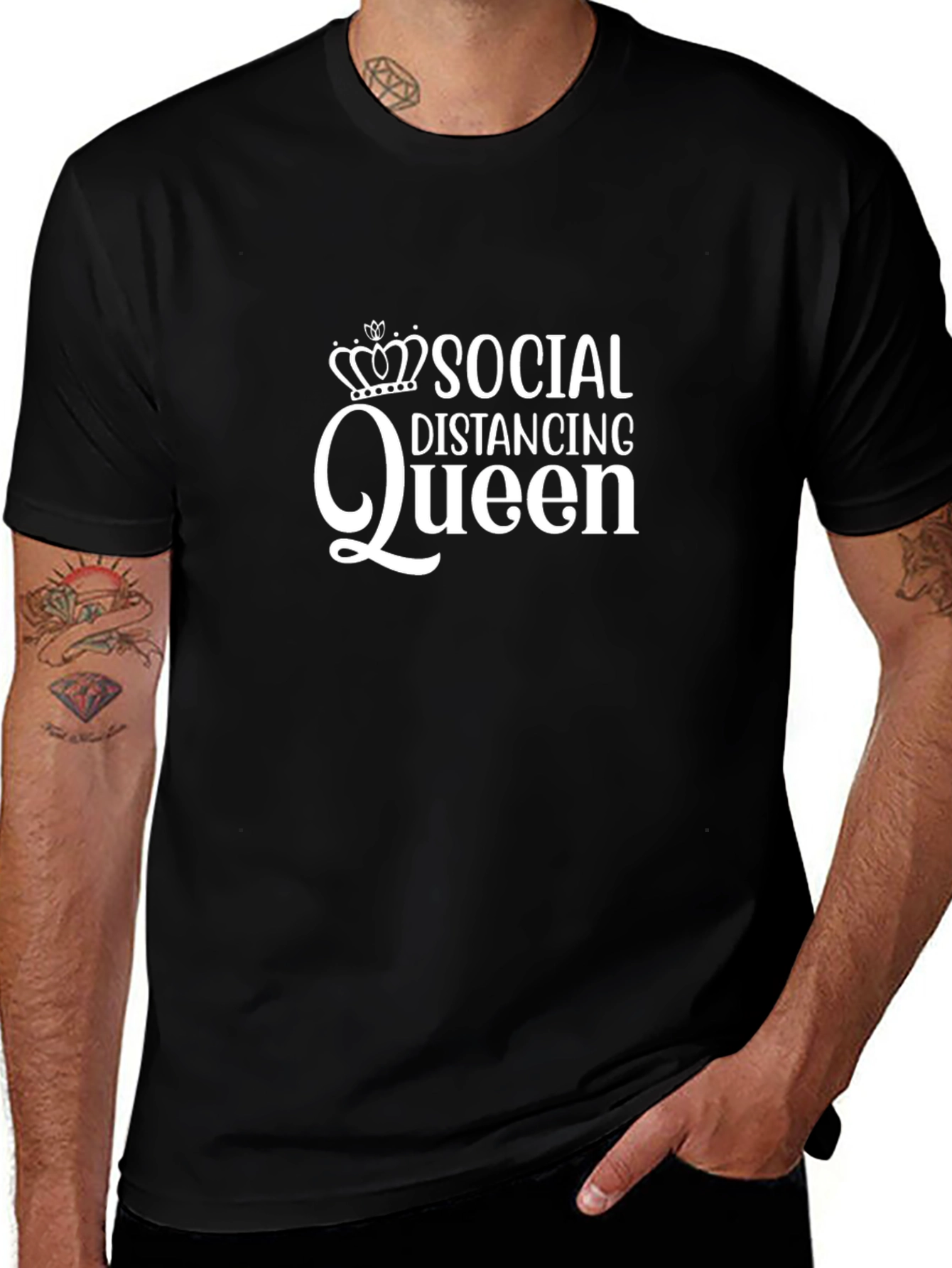 Variant 16 of Social Distancing Queen Graphic Tee - Black