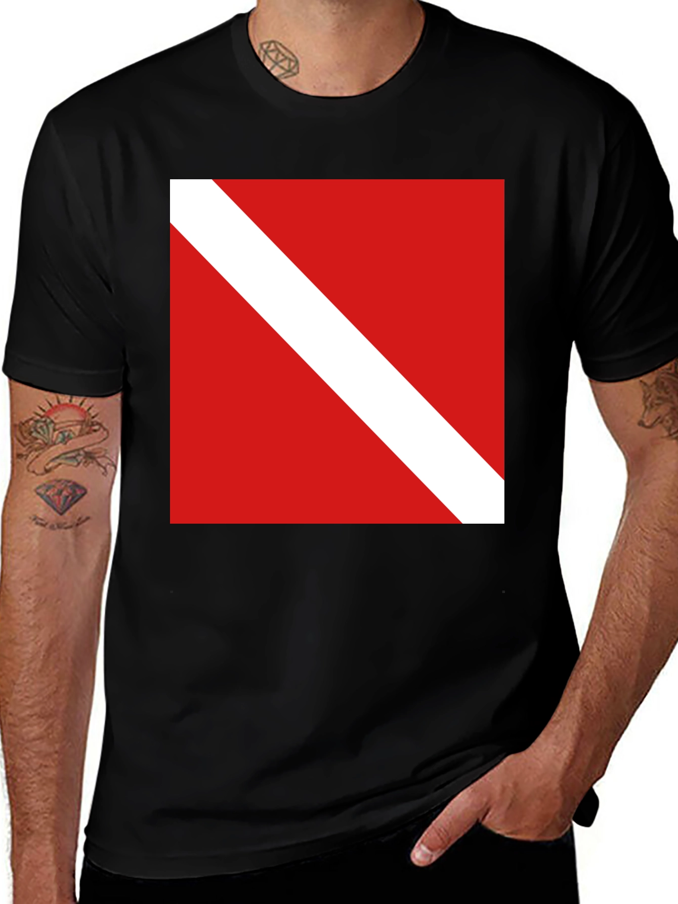 Variant 23 of Diver Down Flag Tee - Scuba Diving Shirt