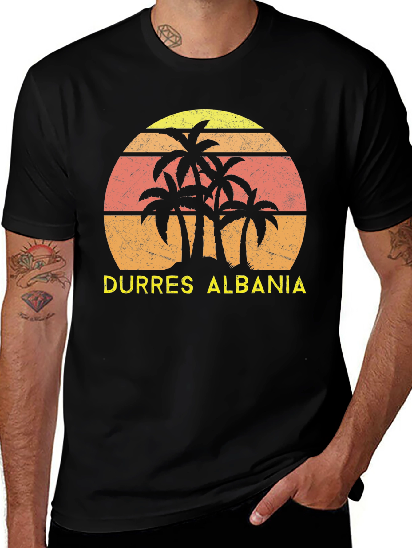Variant 27 of Durres Albania Palm Tree Sunset T-Shirt