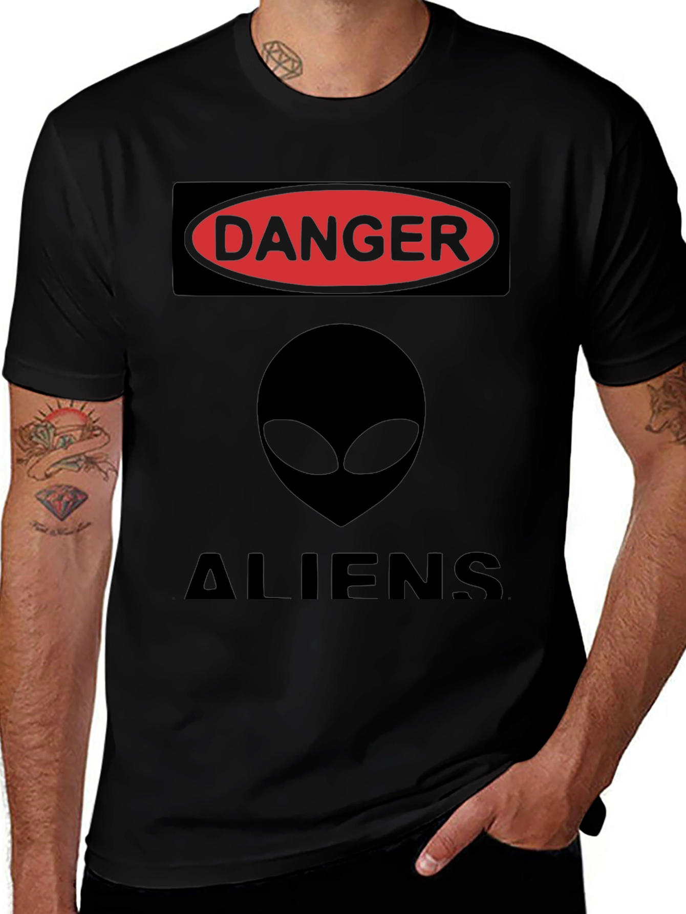 Variant 15 of Danger Aliens Graphic T-Shirt - Bold Black Tee