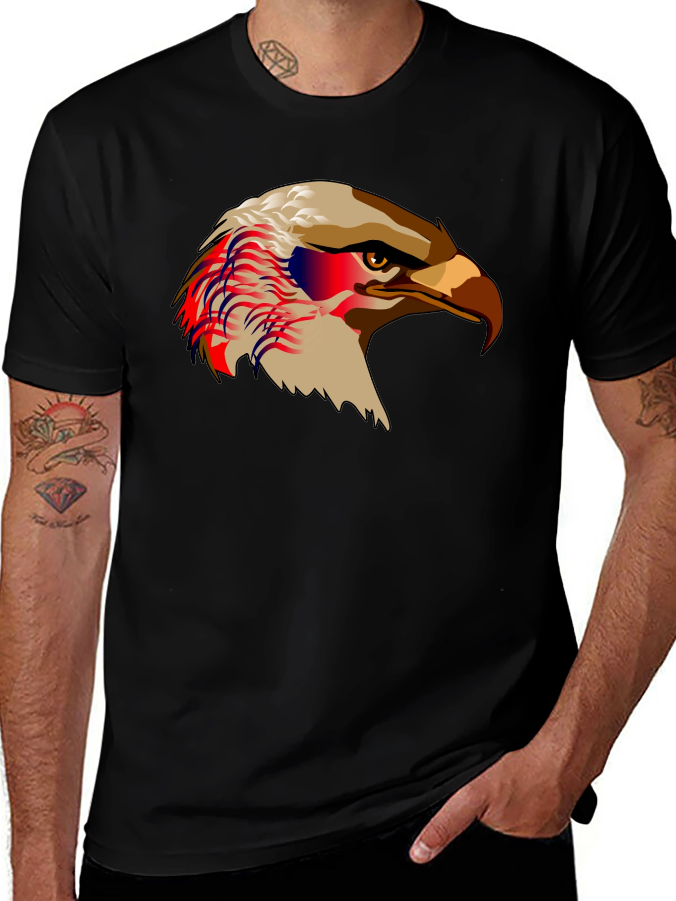 Variant 28 of Eagle Graphic T-Shirt - Black Crew Neck Tee