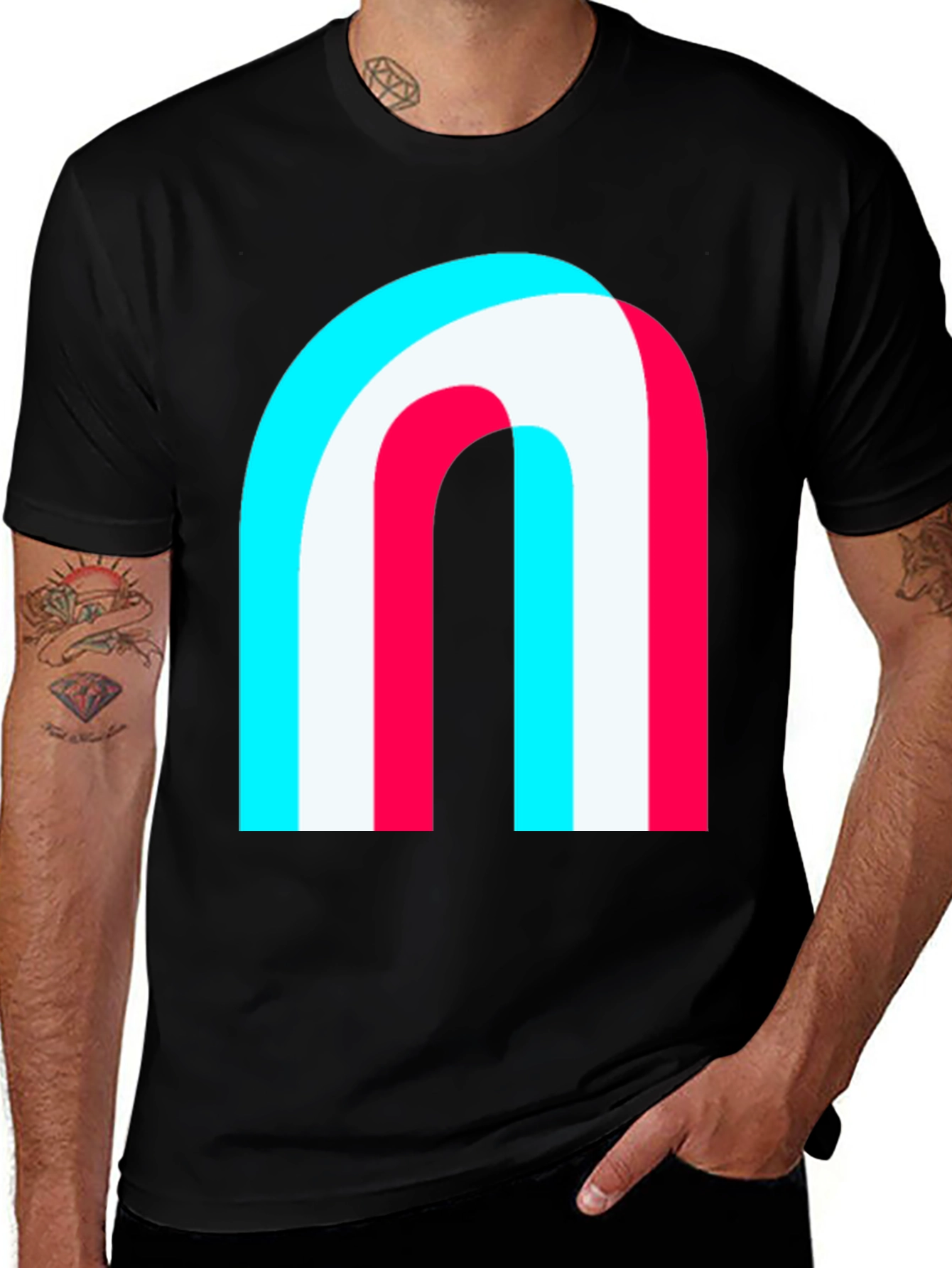 Variant 9 of Modern Graphic Tee - Abstract Arch Design Black Shirt