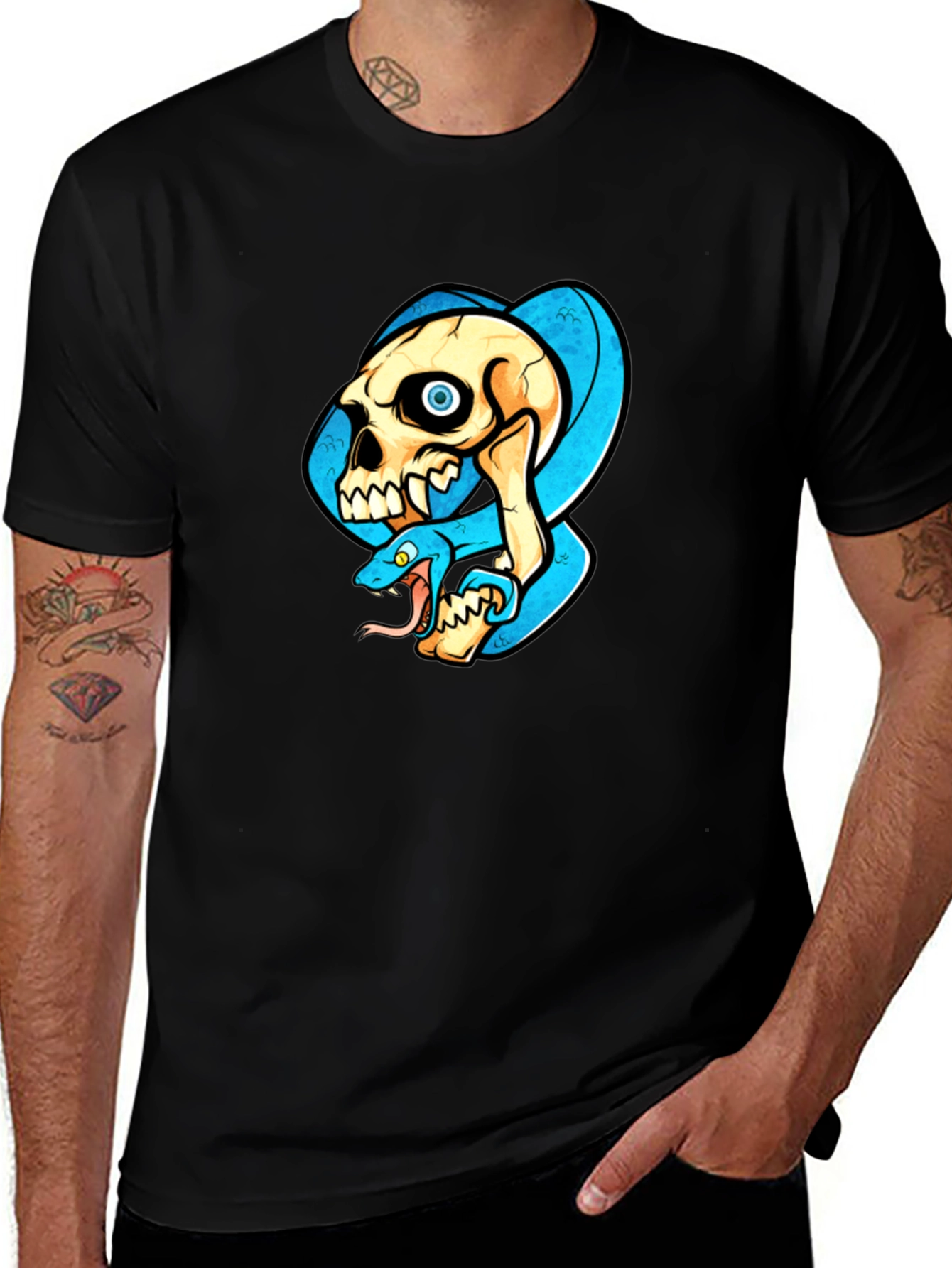 Variant 21 of Skull & Snake Graphic T-Shirt - Cool Design