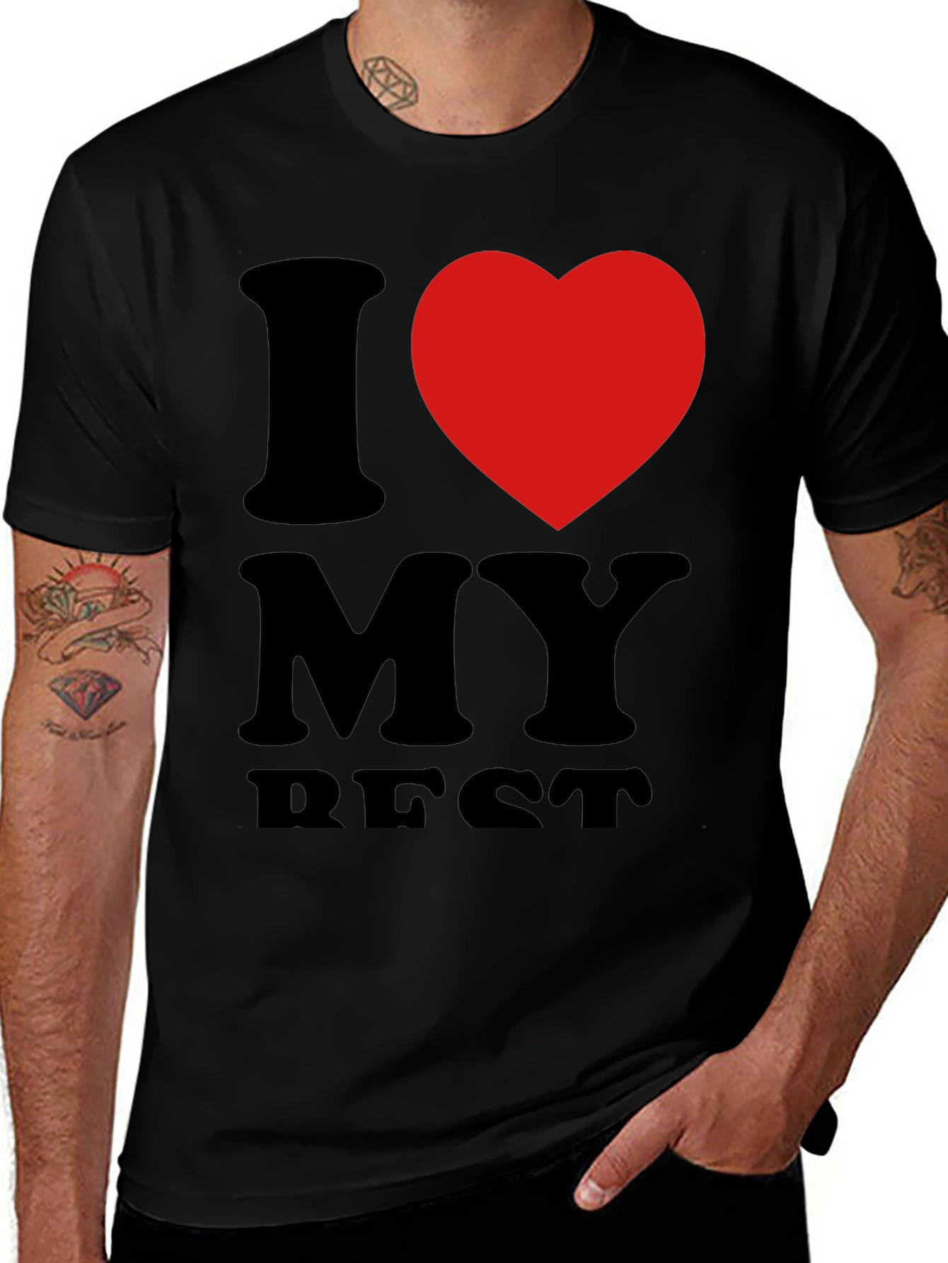 Black I Heart My Best T-Shirt - Black Crew Neck Tee main image