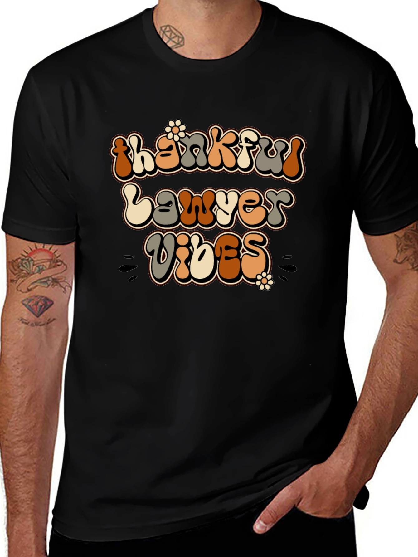 Black Thankful Lawyer Vibes Retro T-Shirt main image
