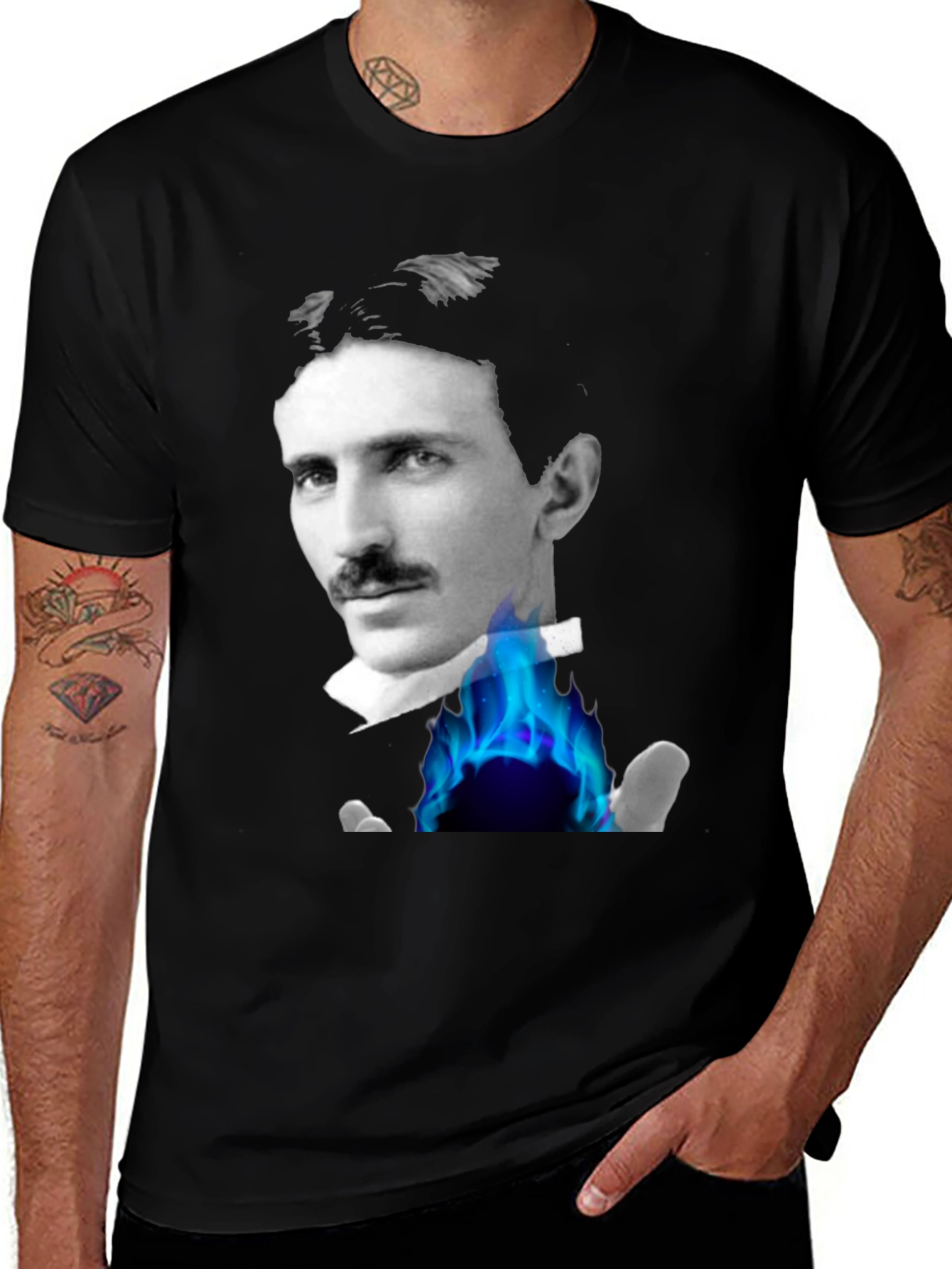 Tesla Portrait Graphic Tee - Black