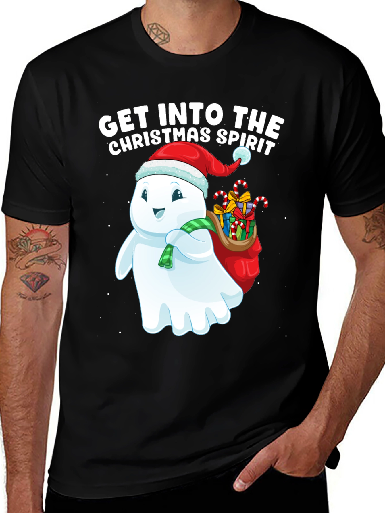 Get Into The Christmas Spirit Ghost Holiday T-Shirt