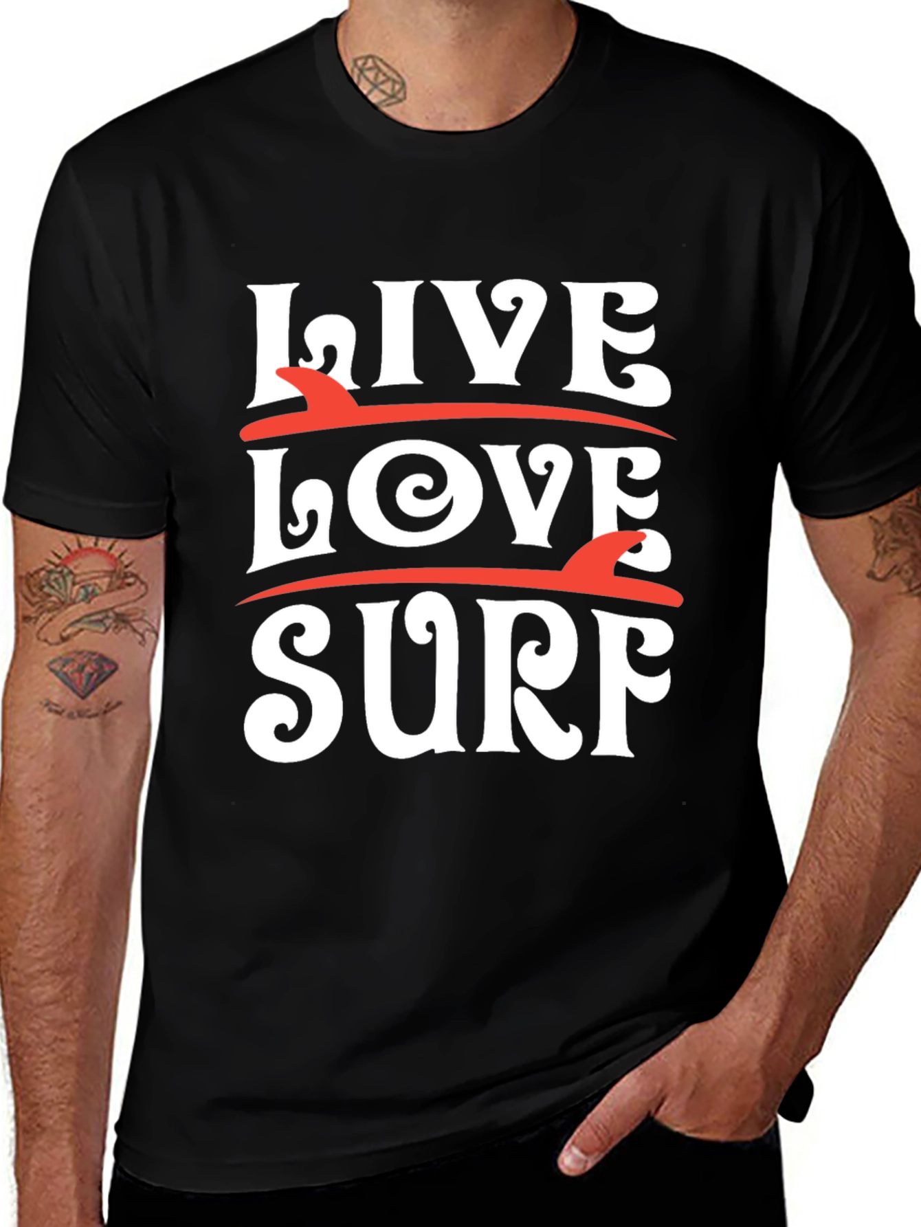Variant 25 of Live Love Surf Graphic Tee - Black