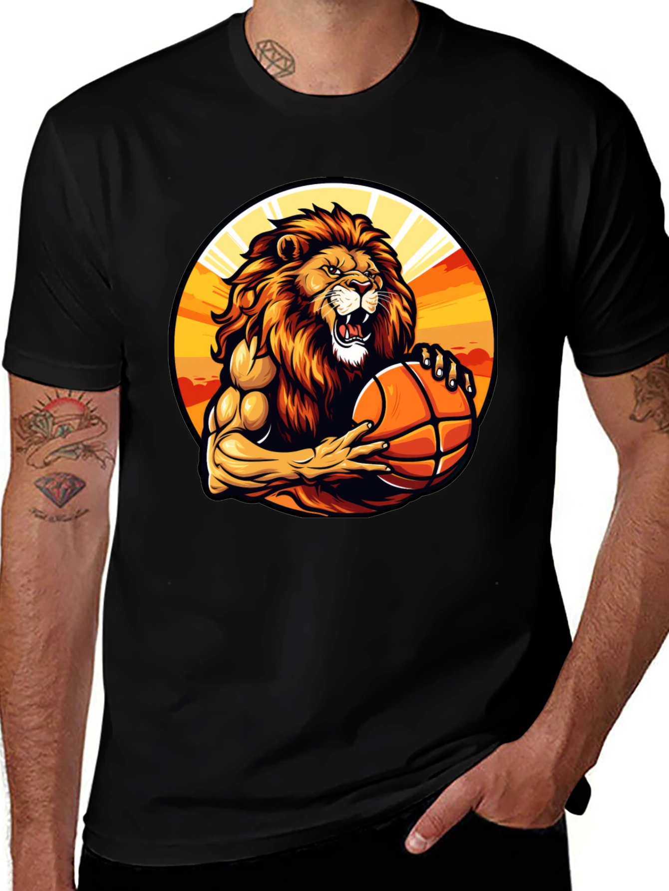 Variant 17 of Lion Basketball Graphic Tee - Black