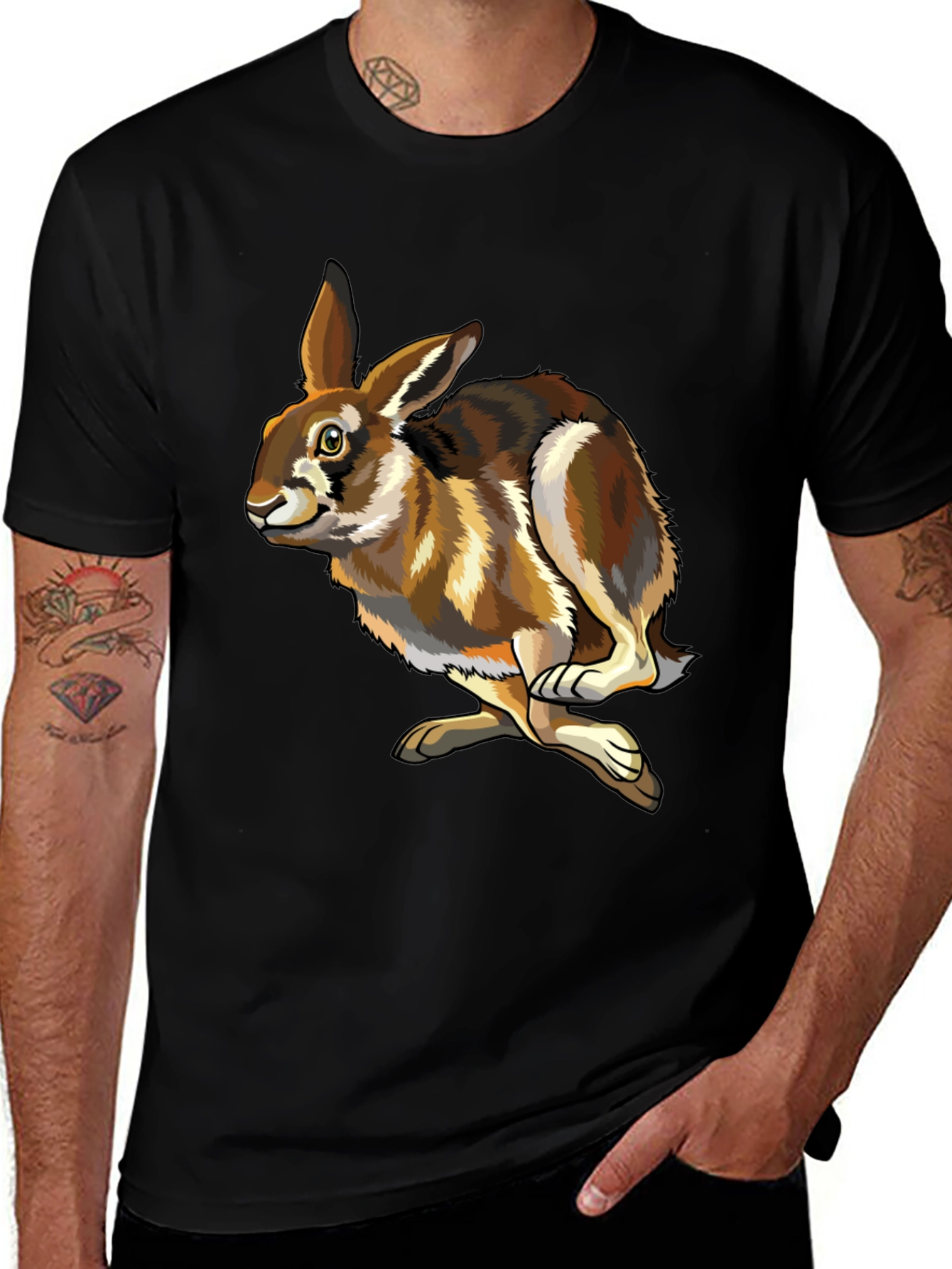 Variant 3 of Hare Graphic Tee - Black Cotton T-Shirt
