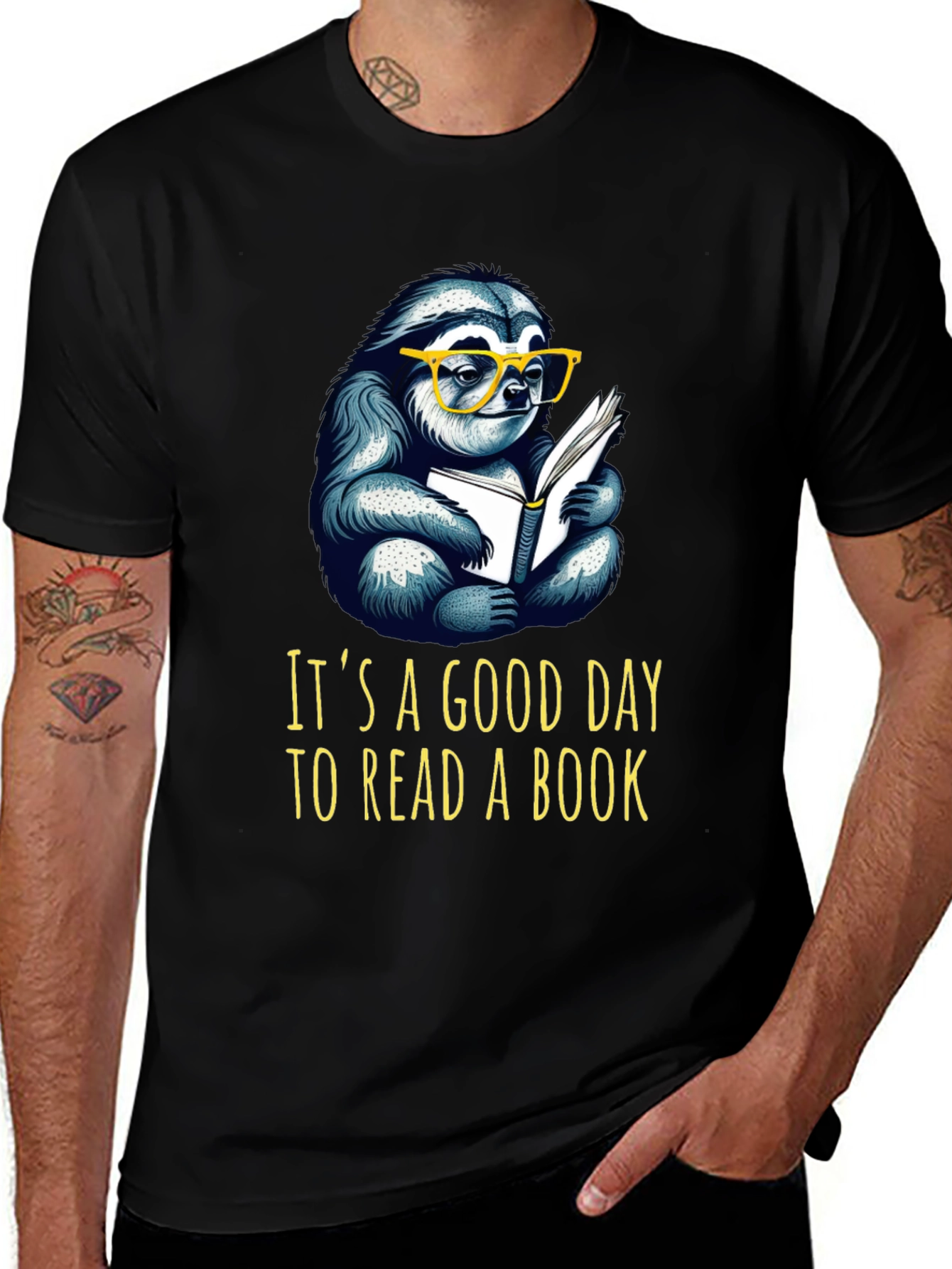 Variant 9 of Funny Sloth Reading Book T-Shirt - It's a Good Day!