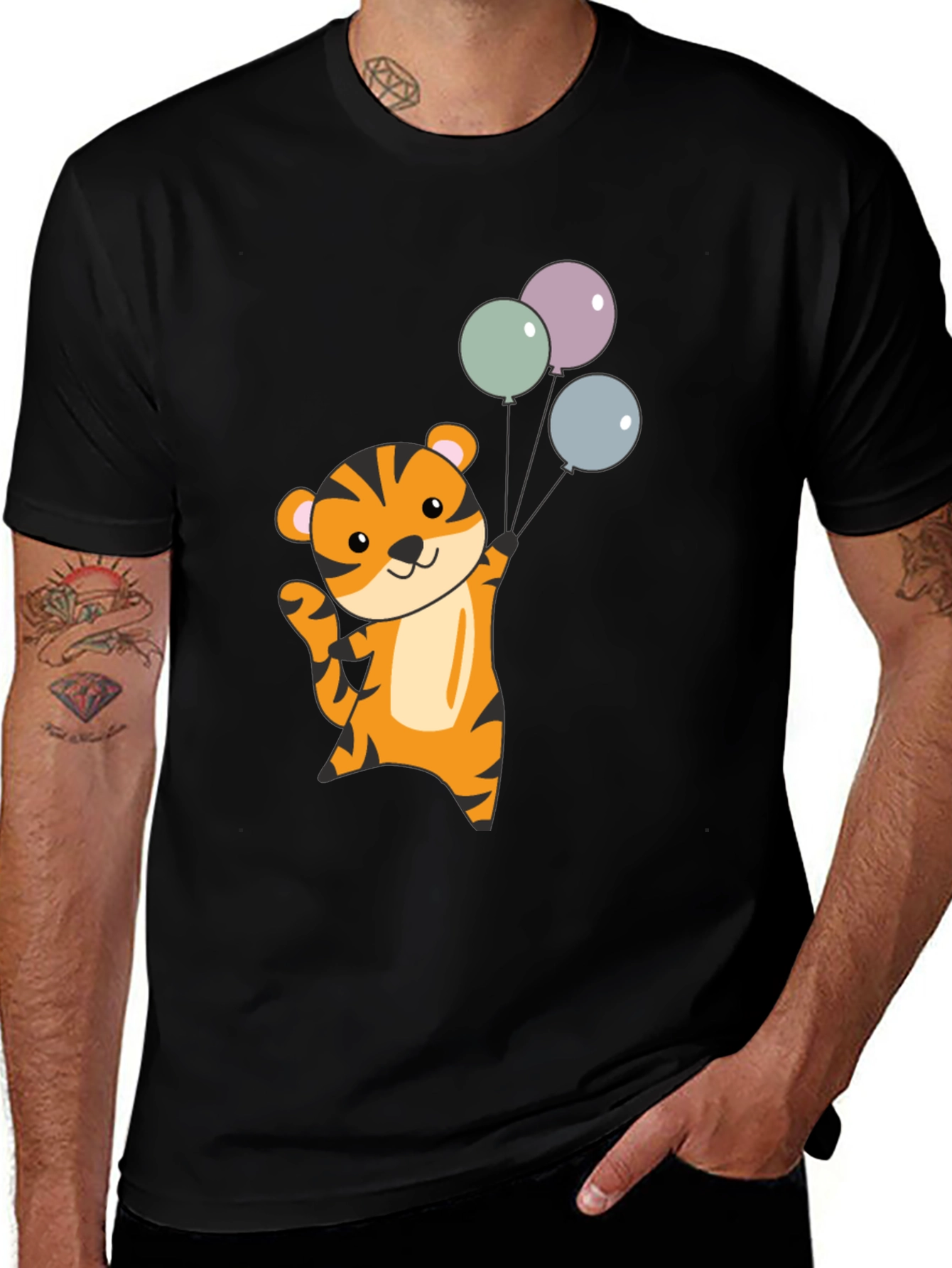 Variant 16 of Cute Tiger with Balloons Graphic T-Shirt