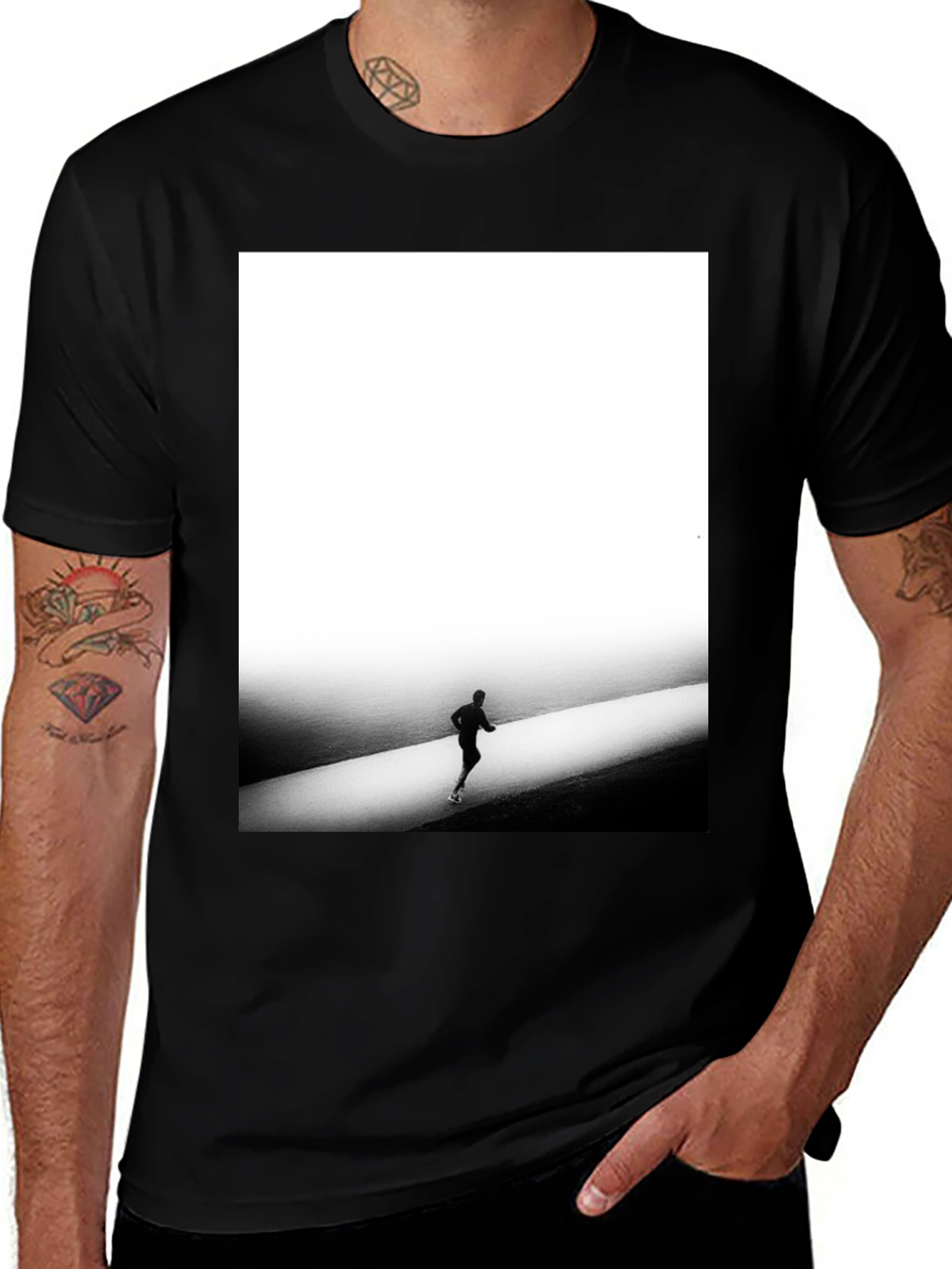 Variant 15 of Minimalist Runner Graphic Tee - Black