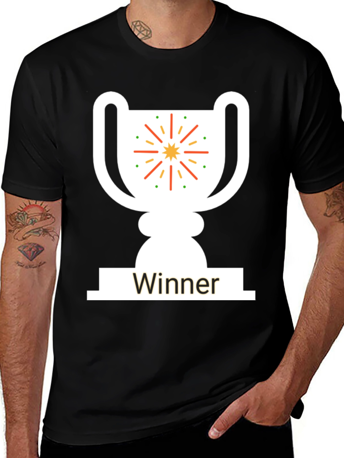 Winner Trophy Graphic T-Shirt - Black