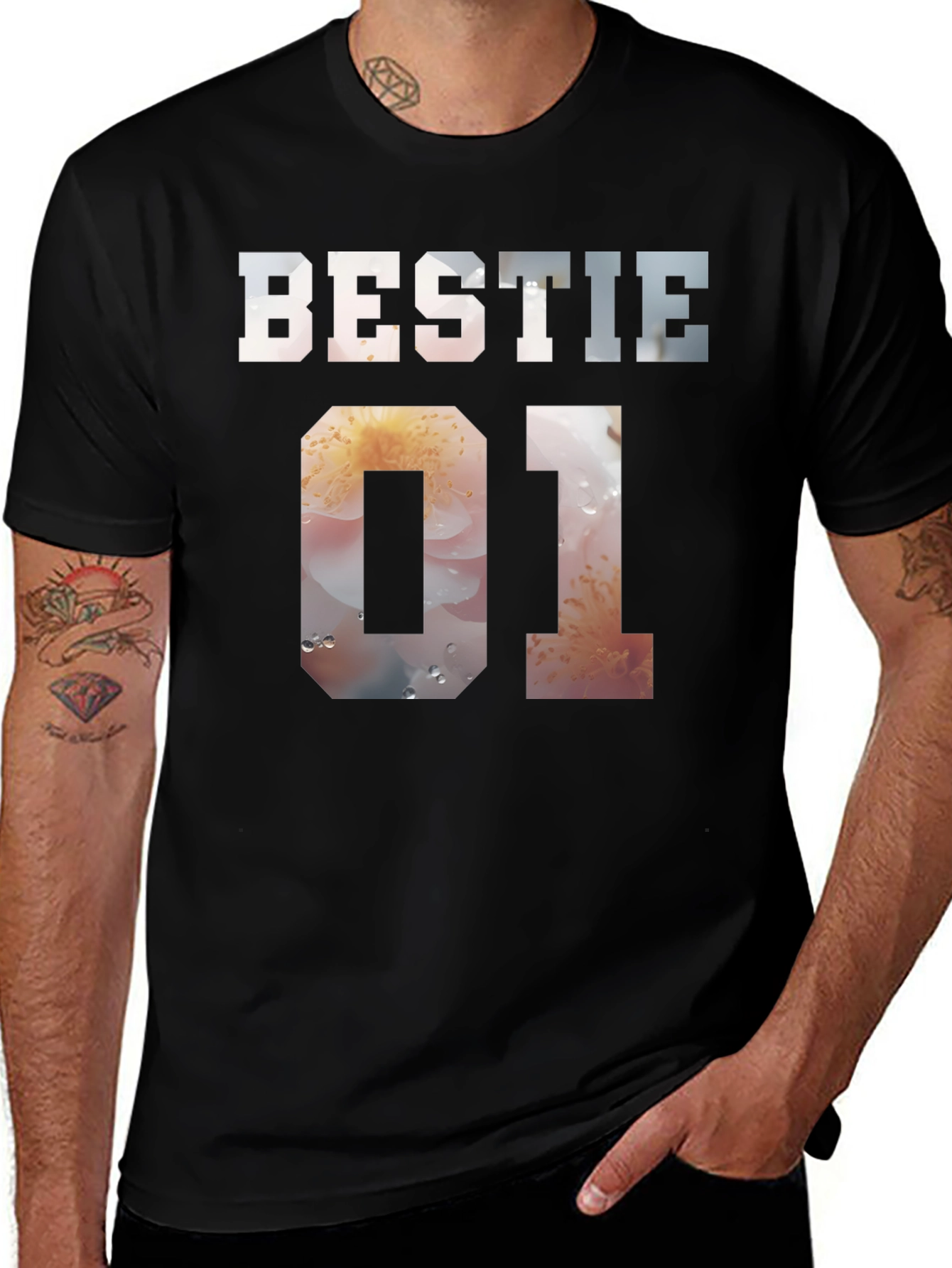 Variant 2 of Bestie 01 Graphic Tee - Black