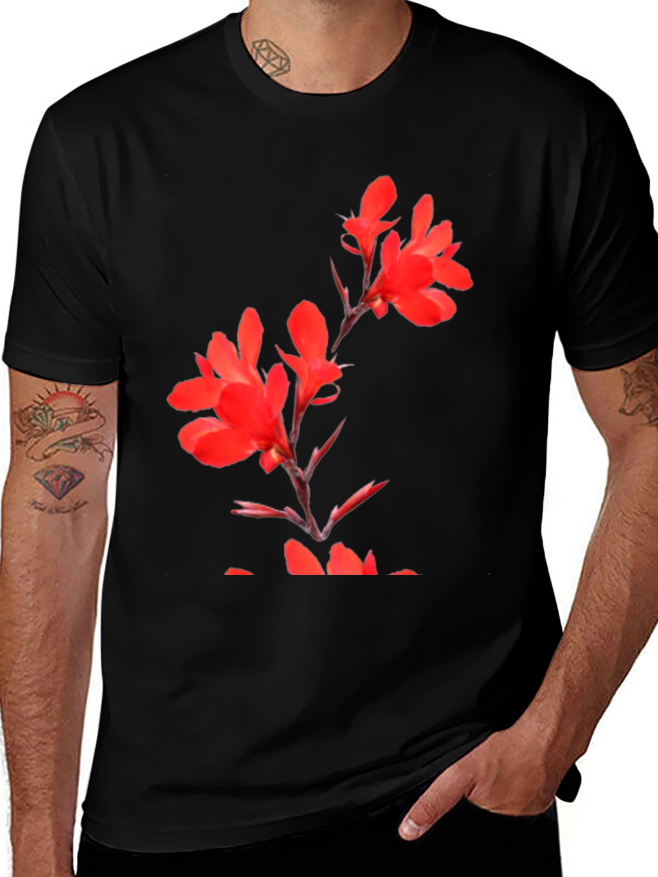 Variant 24 of Floral Print Black T-Shirt