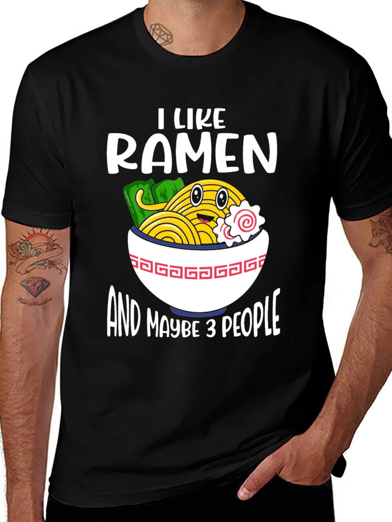 Variant 21 of I Like Ramen & Maybe 3 People Black T-Shirt