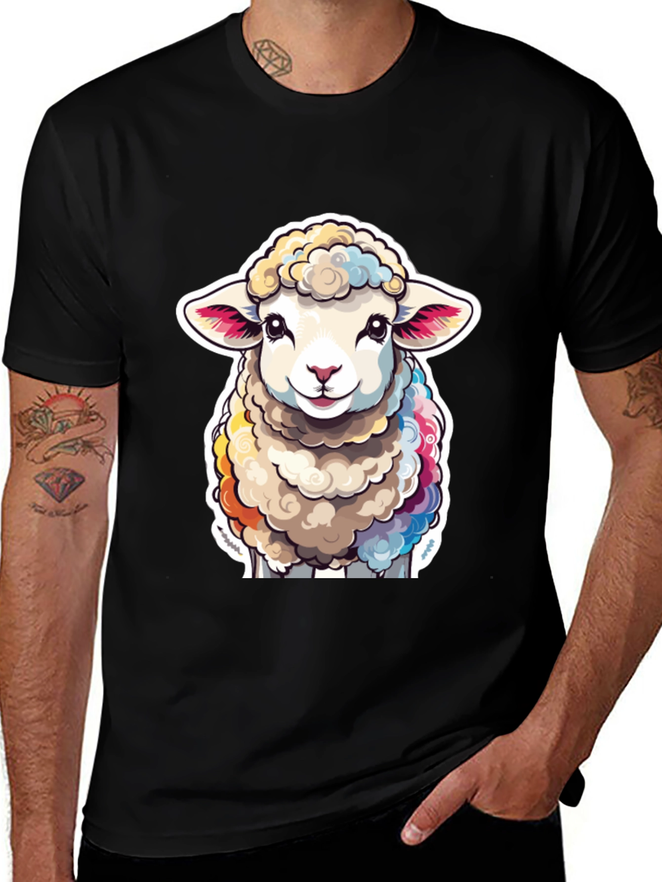 Variant 9 of Cartoon Sheep Graphic Tee - Cute & Stylish!