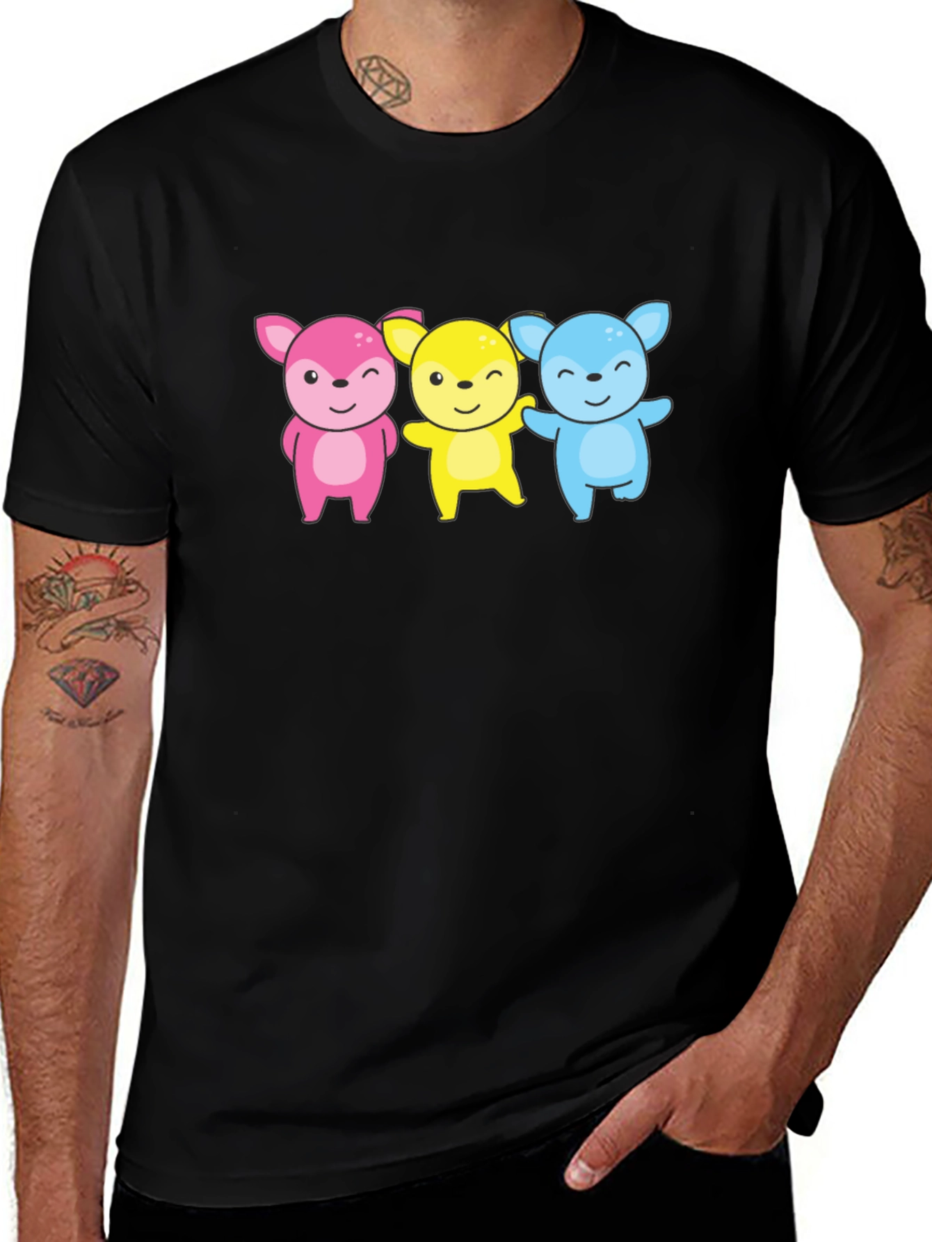 Variant 19 of Cute Cartoon Animal Trio Graphic Tee