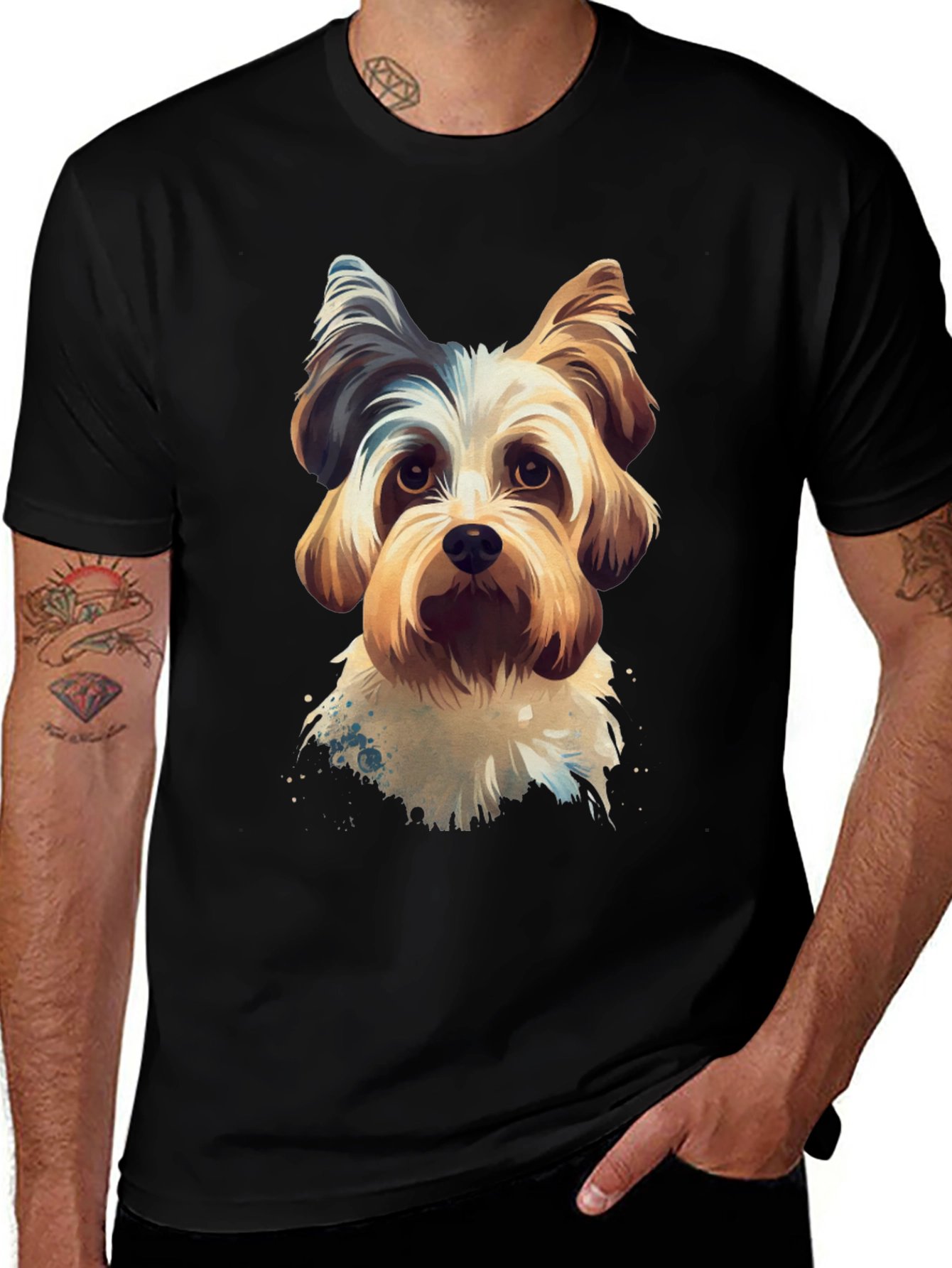 Variant 4 of Dog Portrait Graphic Tee - Black Unisex Shirt