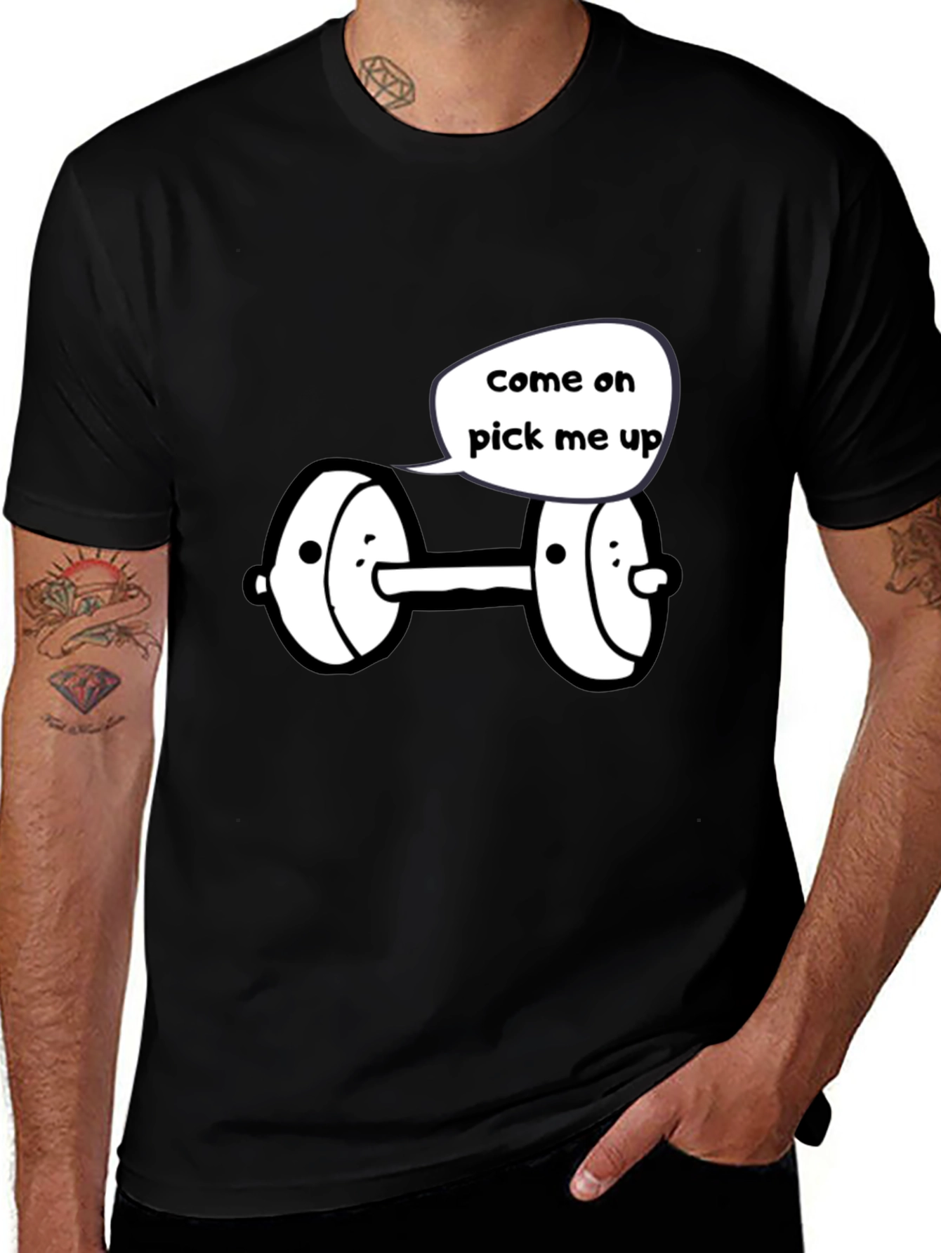 Variant 11 of Funny 'Come On Pick Me Up' Dumbbell Graphic Tee