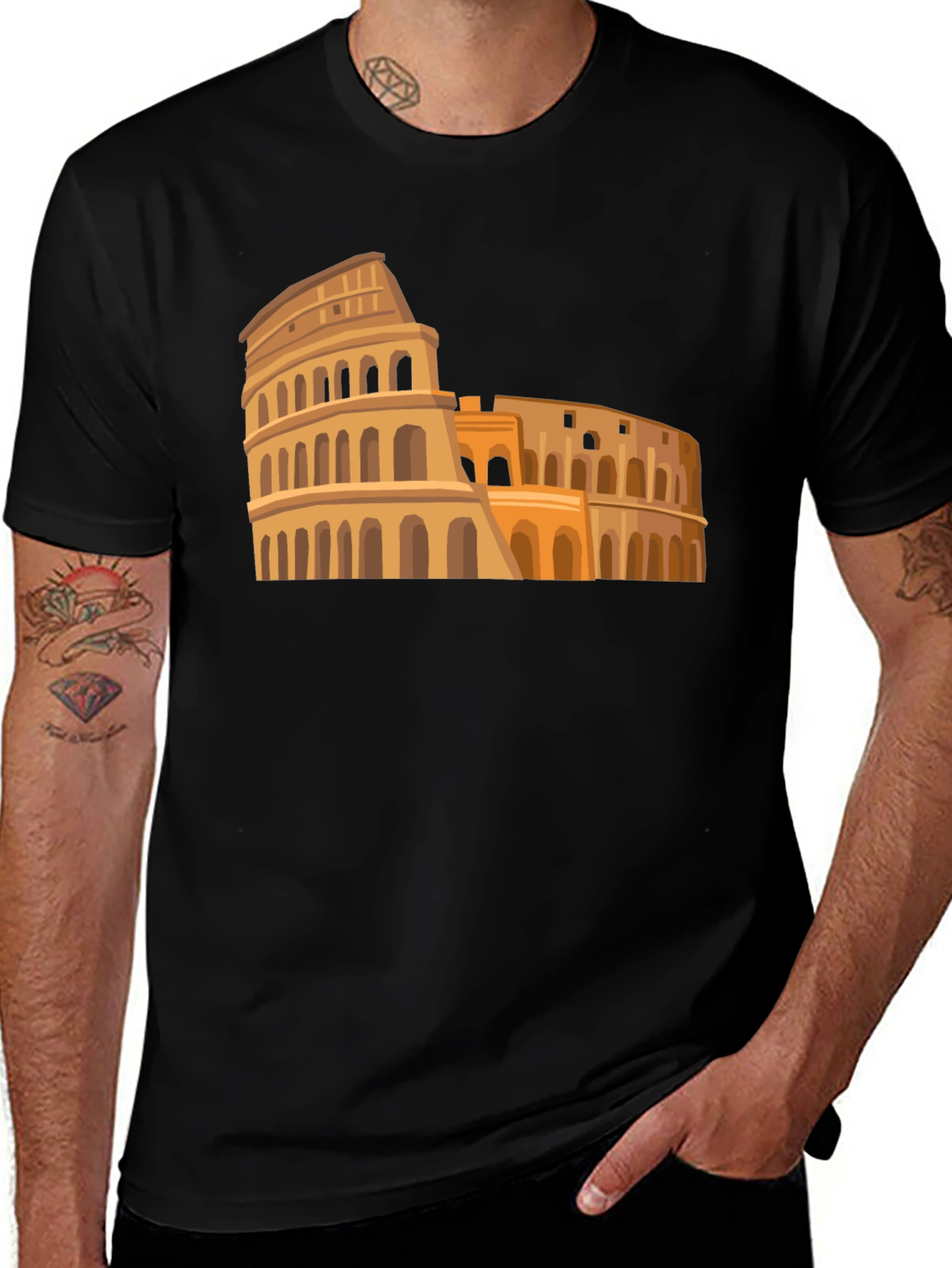 Colosseum Graphic Tee - Black Cotton Comfort