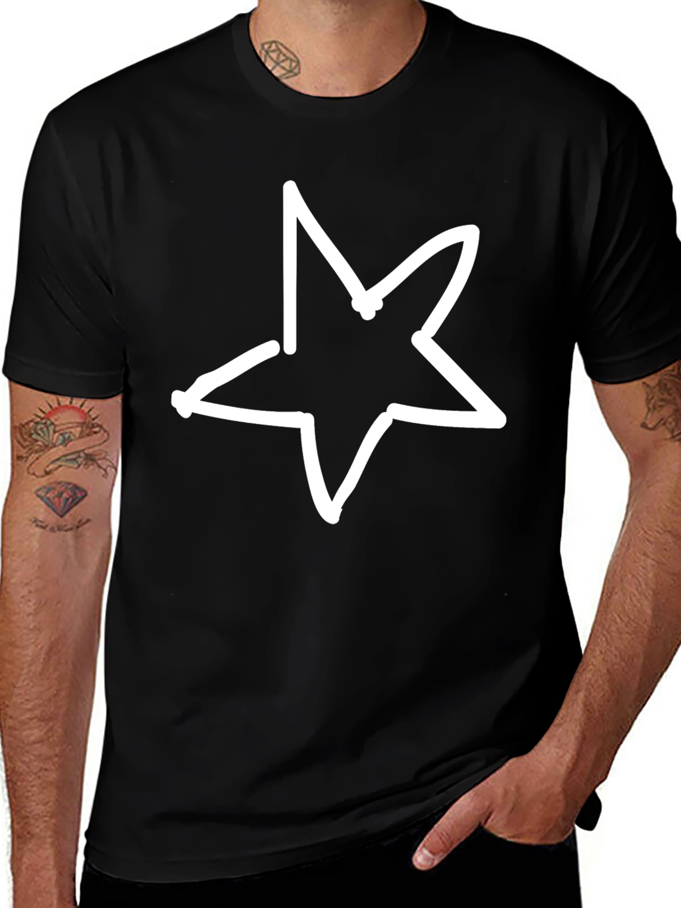 Variant 8 of Black T-Shirt with Star Graphic Print