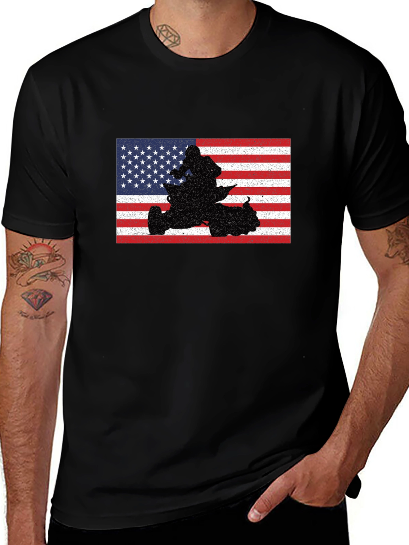 American Flag ATV Rider Graphic T-Shirt