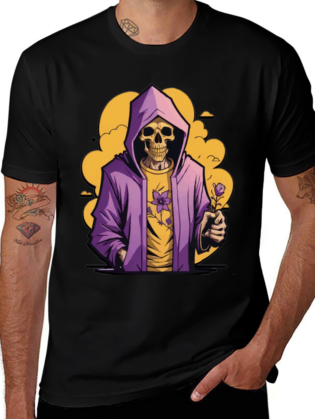 Variant 7 of Grim Reaper Floral Graphic Tee
