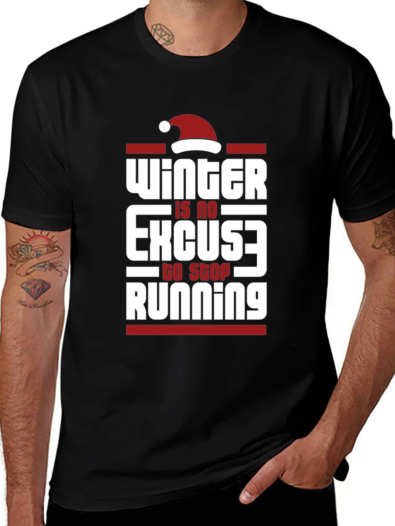 Variant 16 of Winter Running T-Shirt - No Excuses Holiday Tee