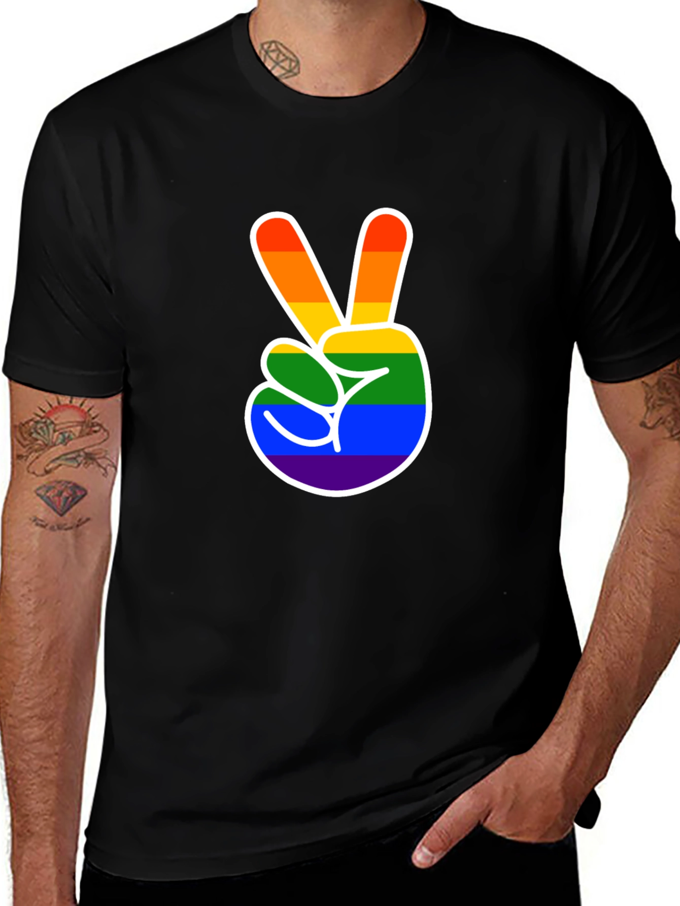 Peace Love Pride Black Tee